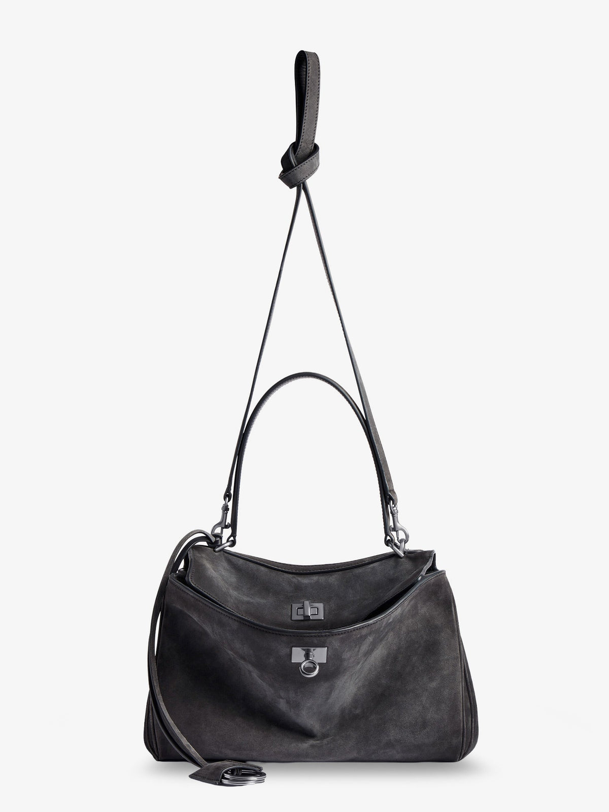 Balenciaga Rodeo S suede crossbody bag - Stormgrey