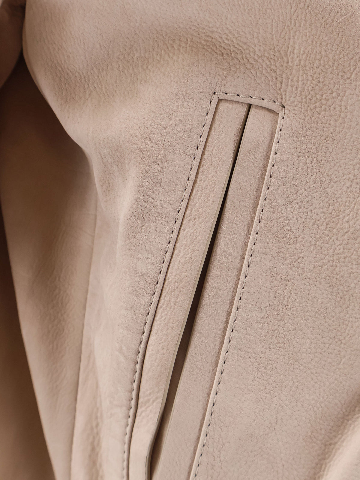 Boss Masic leather jacket with stitching - Lightbeige