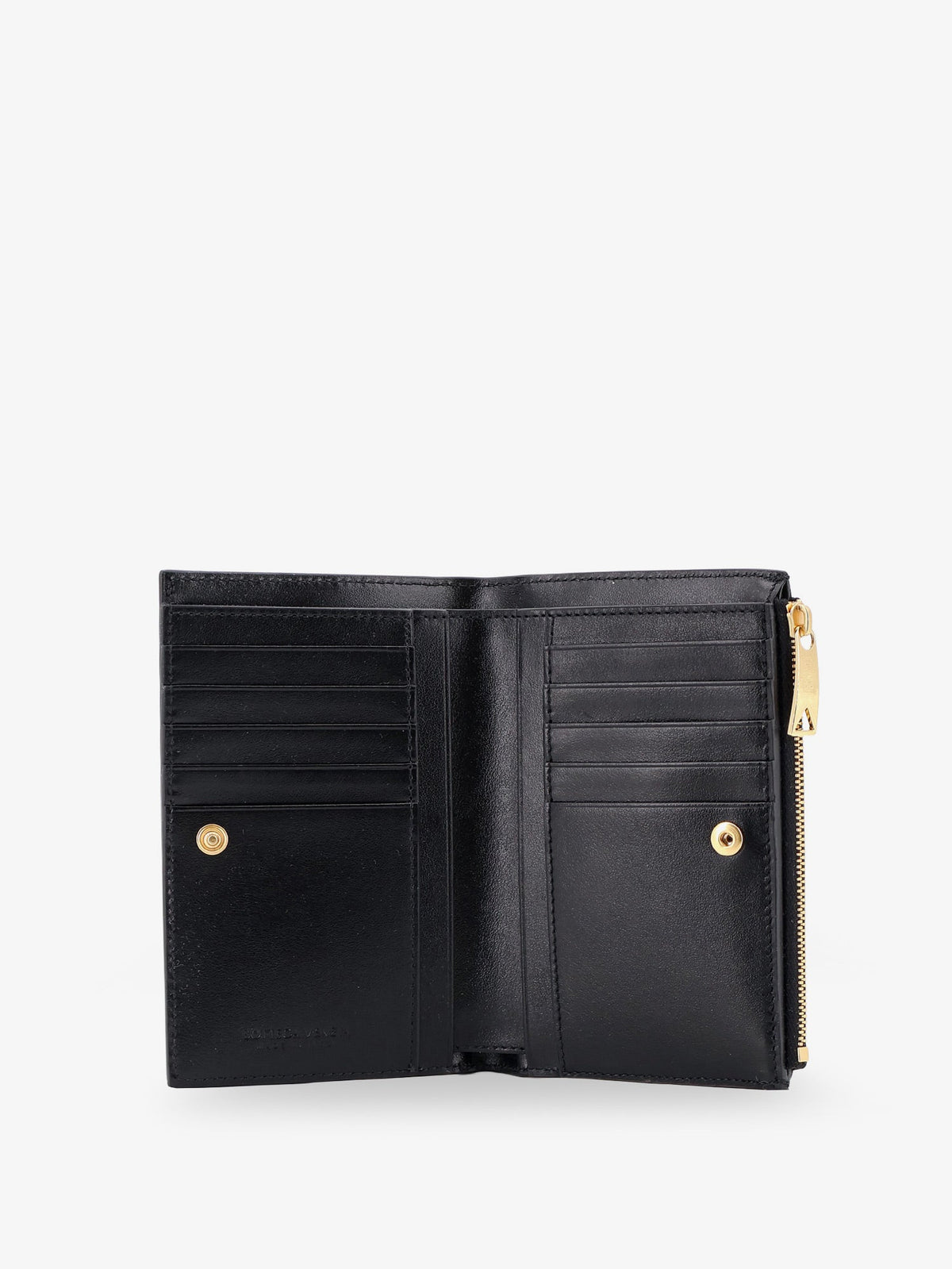 Bottega Veneta Leather wallet with Intrecciato pattern - Black-Gold