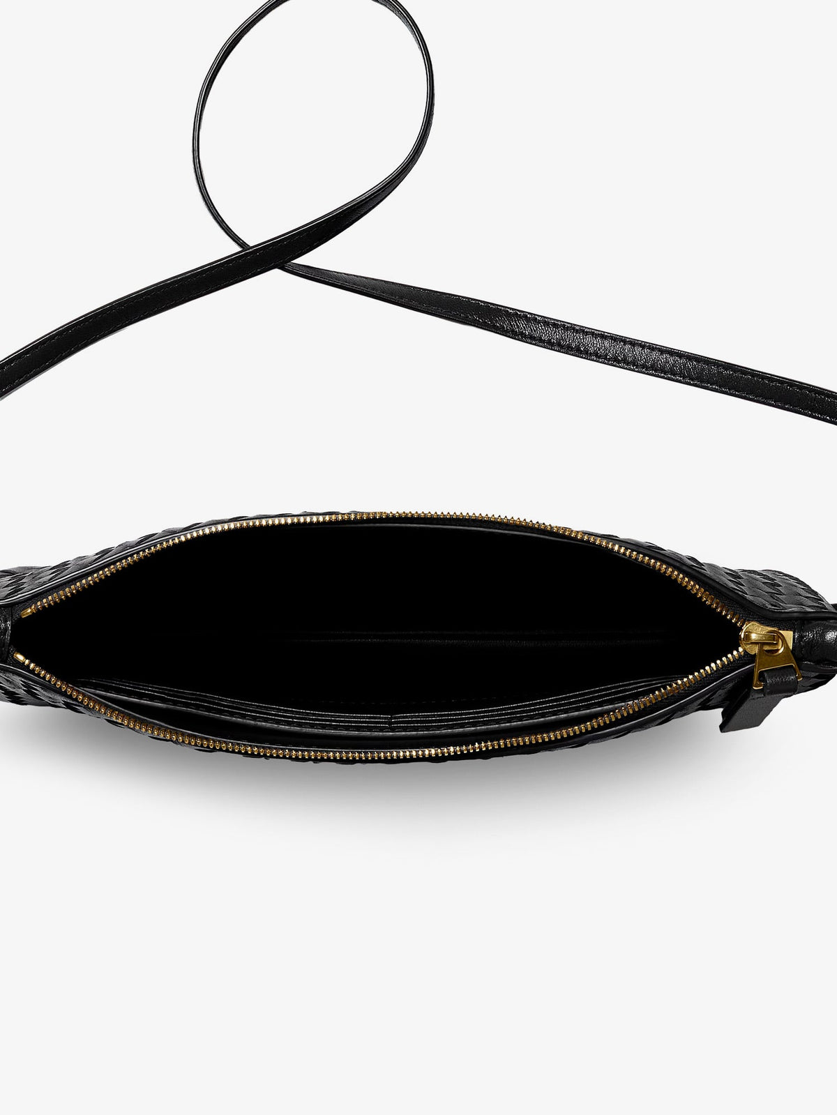 Bottega Veneta Pochette Intrecciato Piccolo medium with shoulder strap - Black-Brass Vibrato