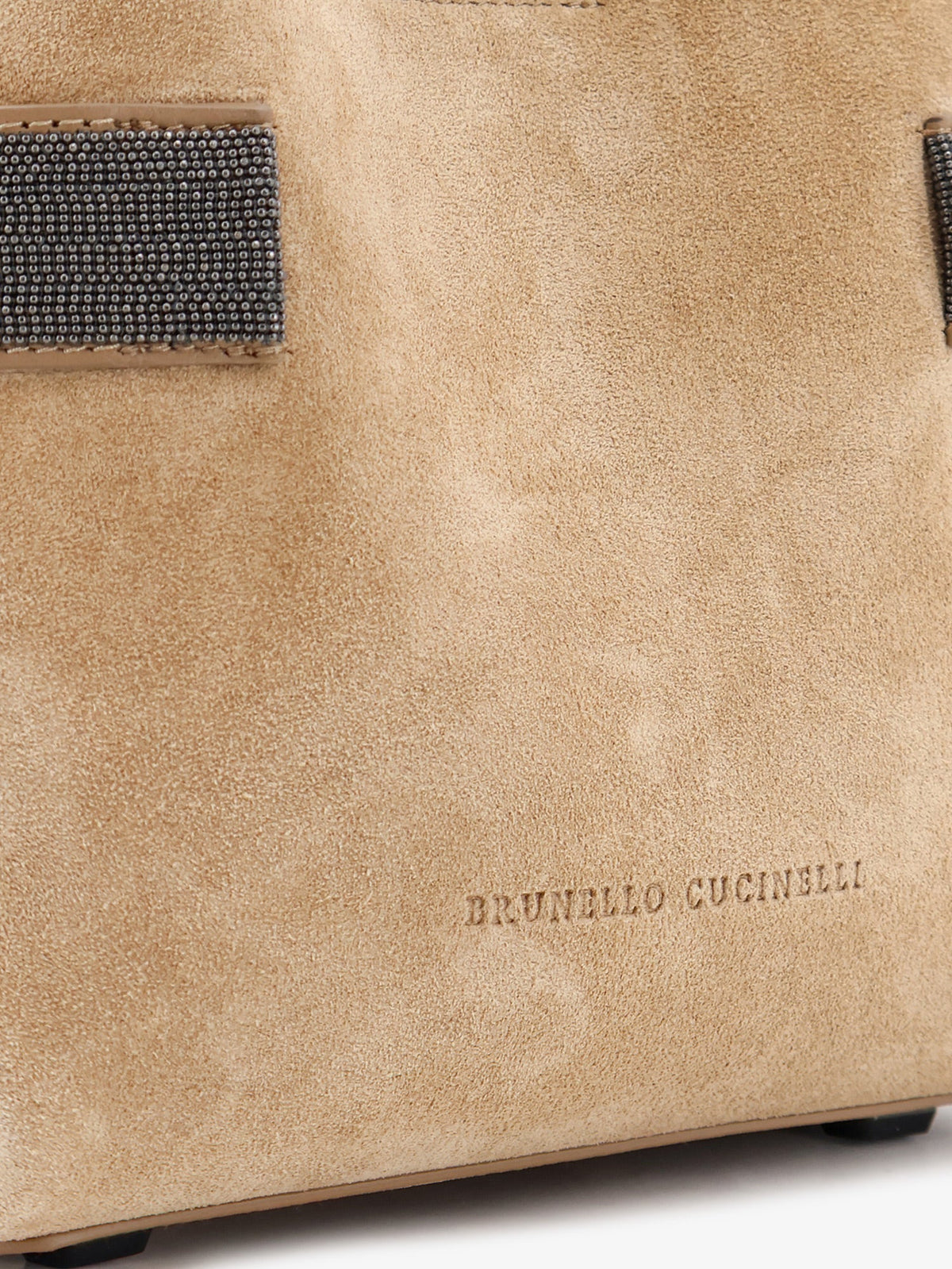 Brunello Cucinelli Suede shoulder bag with Monili detail - Miele
