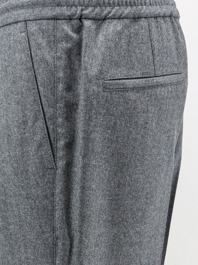 BRUNELLO CUCINELLI - Virgin wool trousers with adjustable drawstring