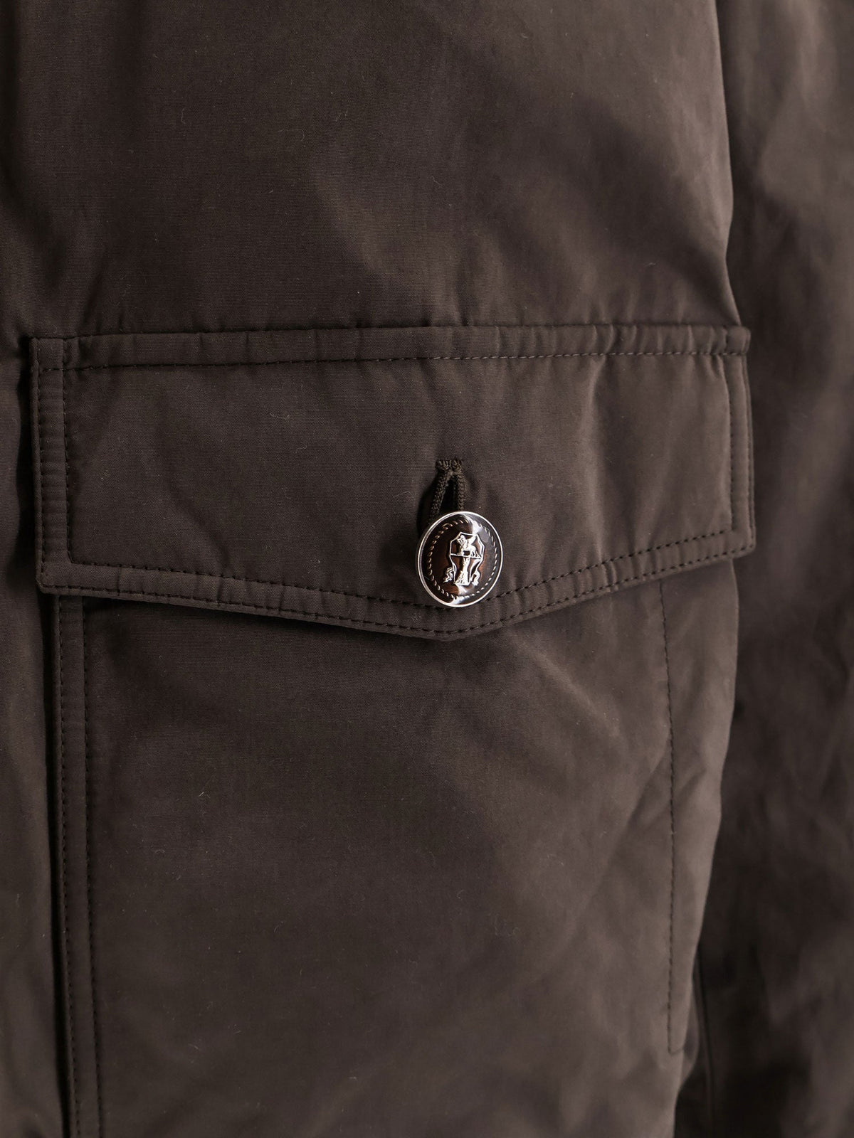 Brunello Cucinelli Cotton blend jacket with fur collar - Darkbrown