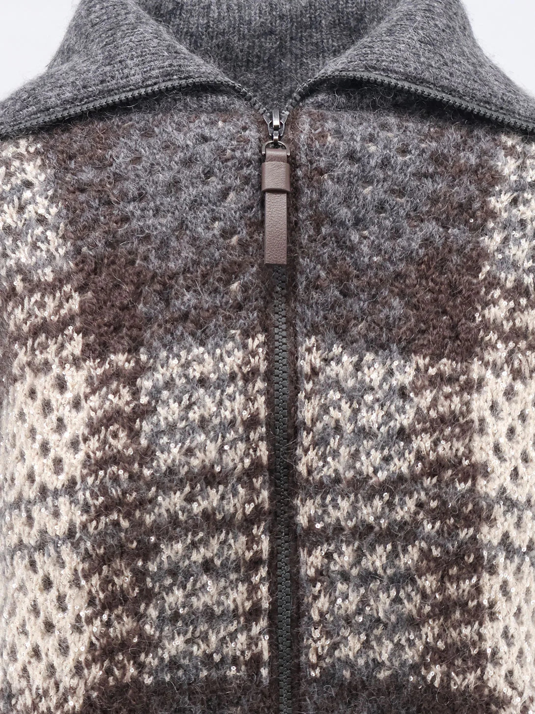BRUNELLO CUCINELLI - Cardigan with intarsia and micro-sequin embroidery