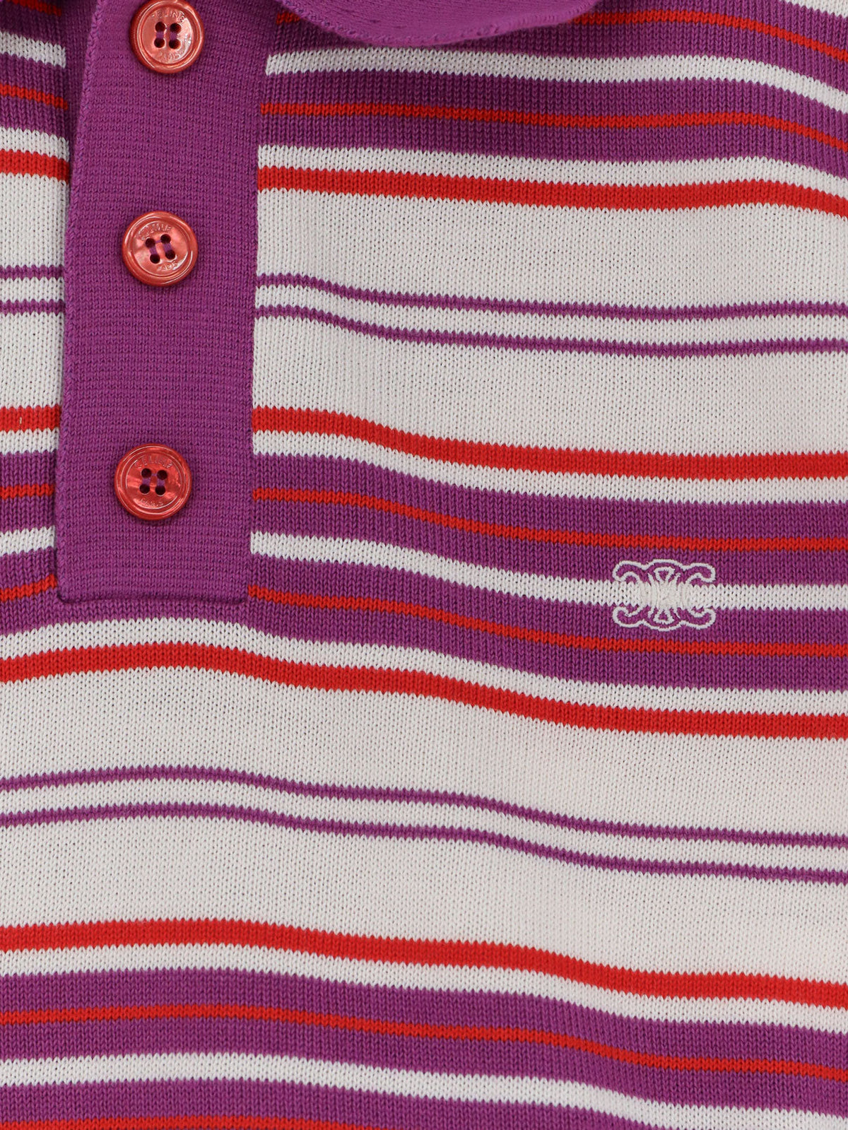 Celine Cotton polo shirt with striped pattern - Whitepurple