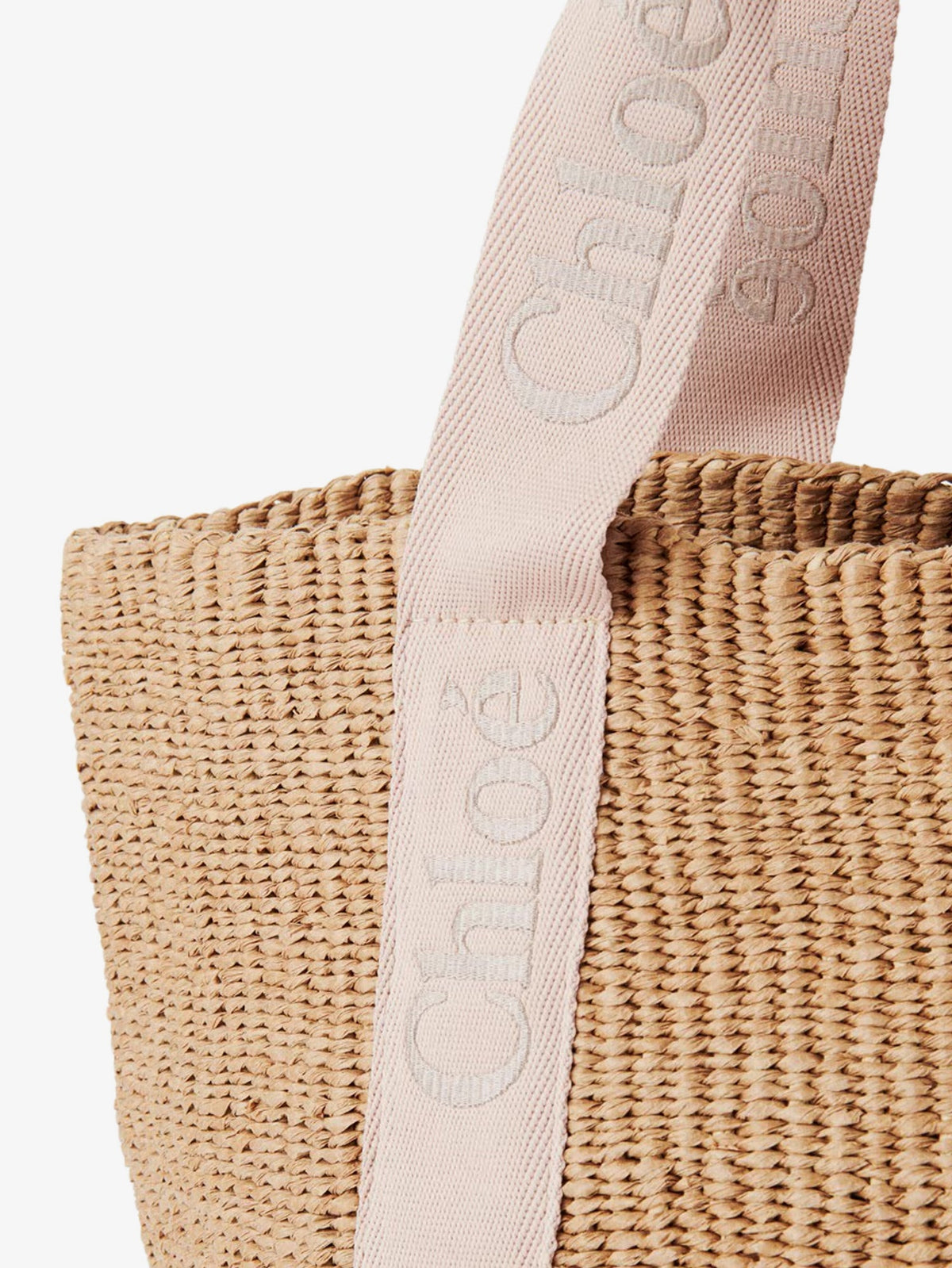 Chloe' Woody raffia shoulder bag - Blushy Beige