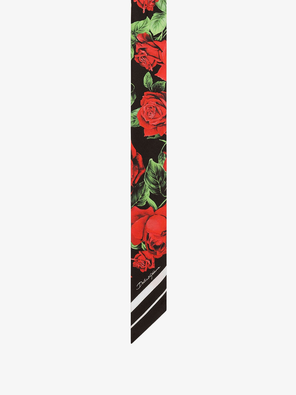 Dolce & Gabbana Silk twill bandeau with Bouquet Rose print - Rossonero