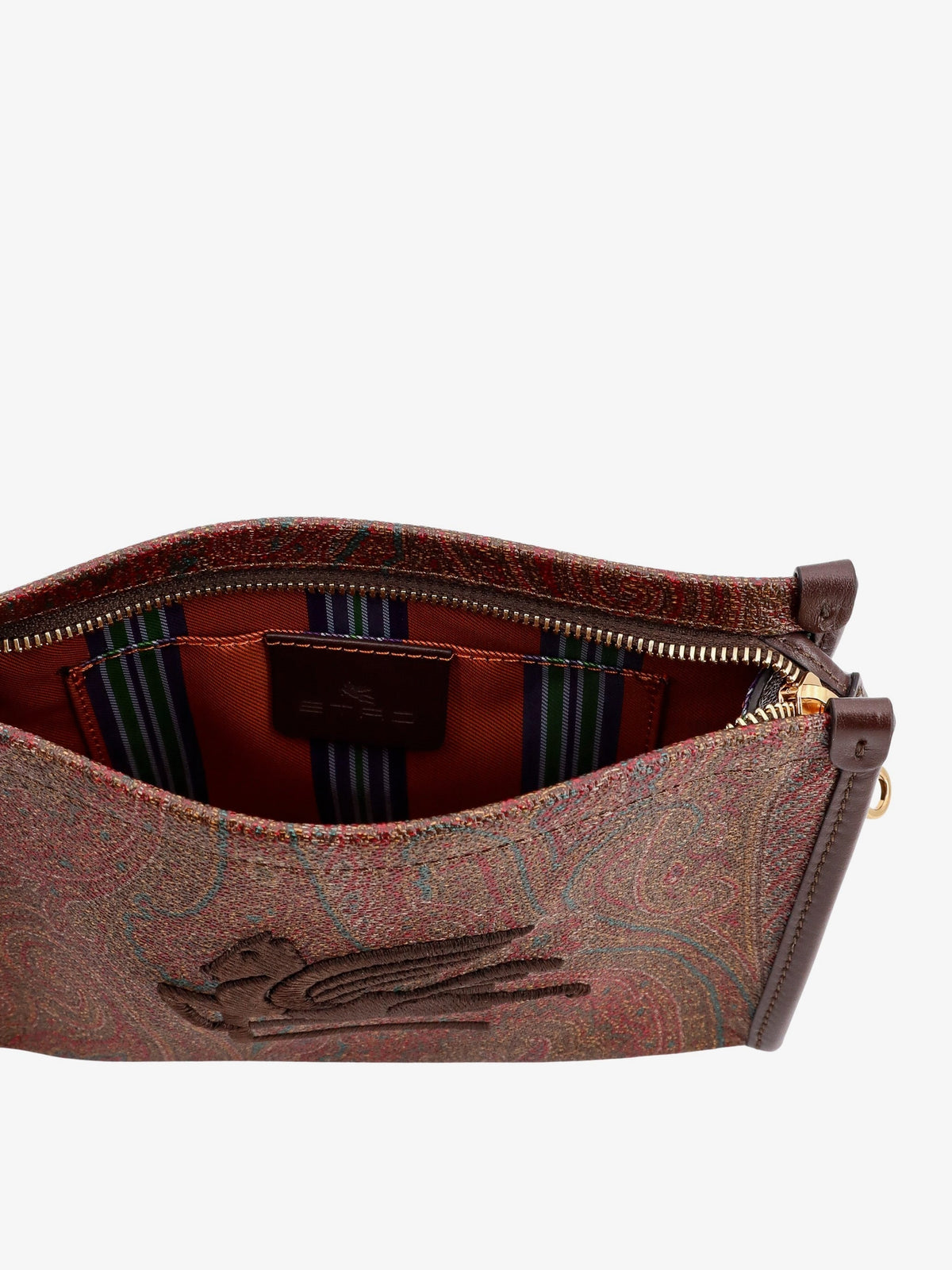 Etro Pegaso Arnica Paisley fabric Pouch - Marrone