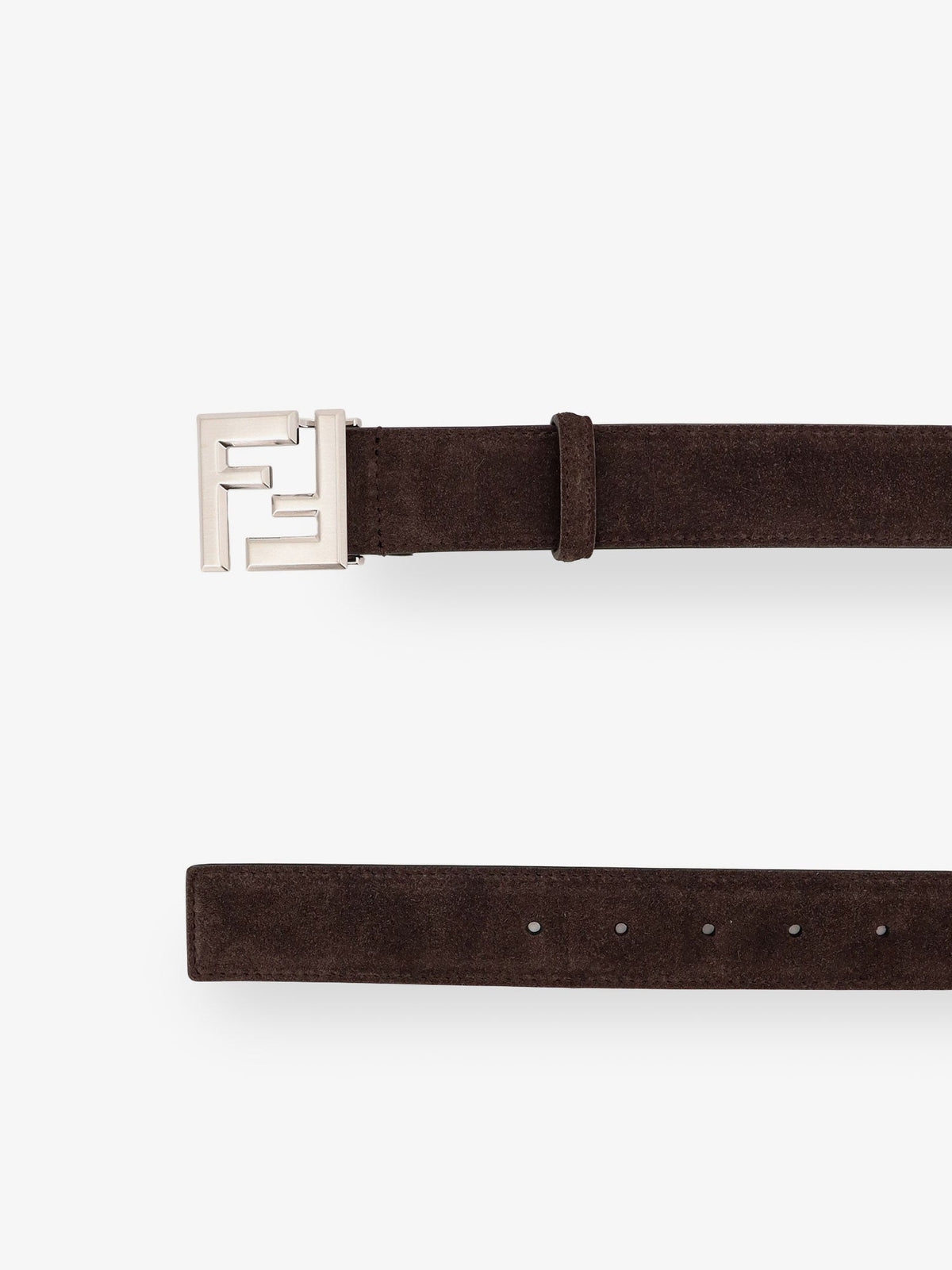 Fendi Squared FF suede belt - Moka+Ebano+P/P Sat