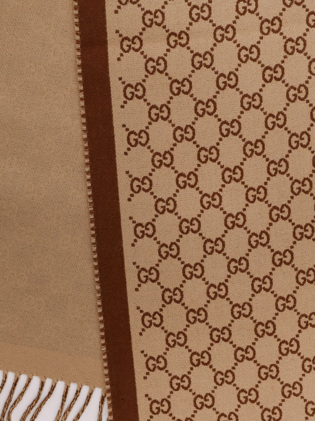 Gucci Wool scarf with GG motif - Camellightbrown
