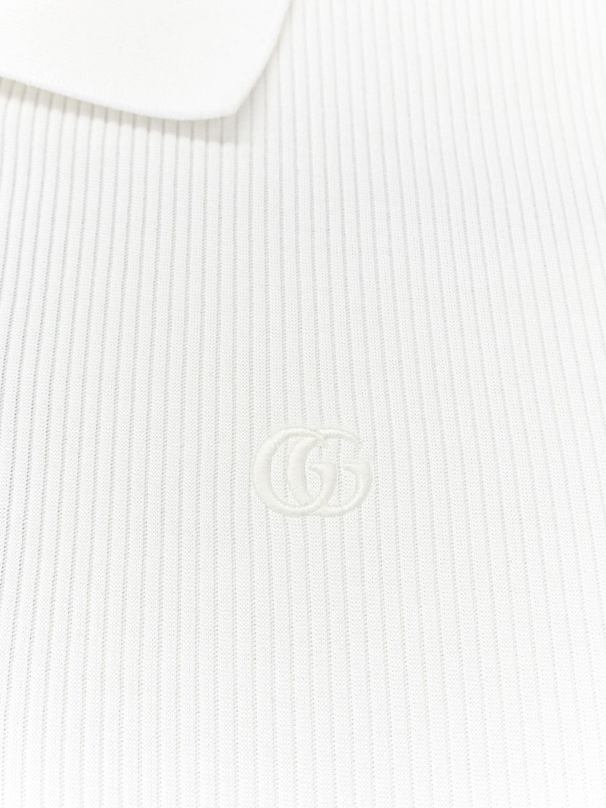 Gucci Ribbed cotton jersey polo shirt - White