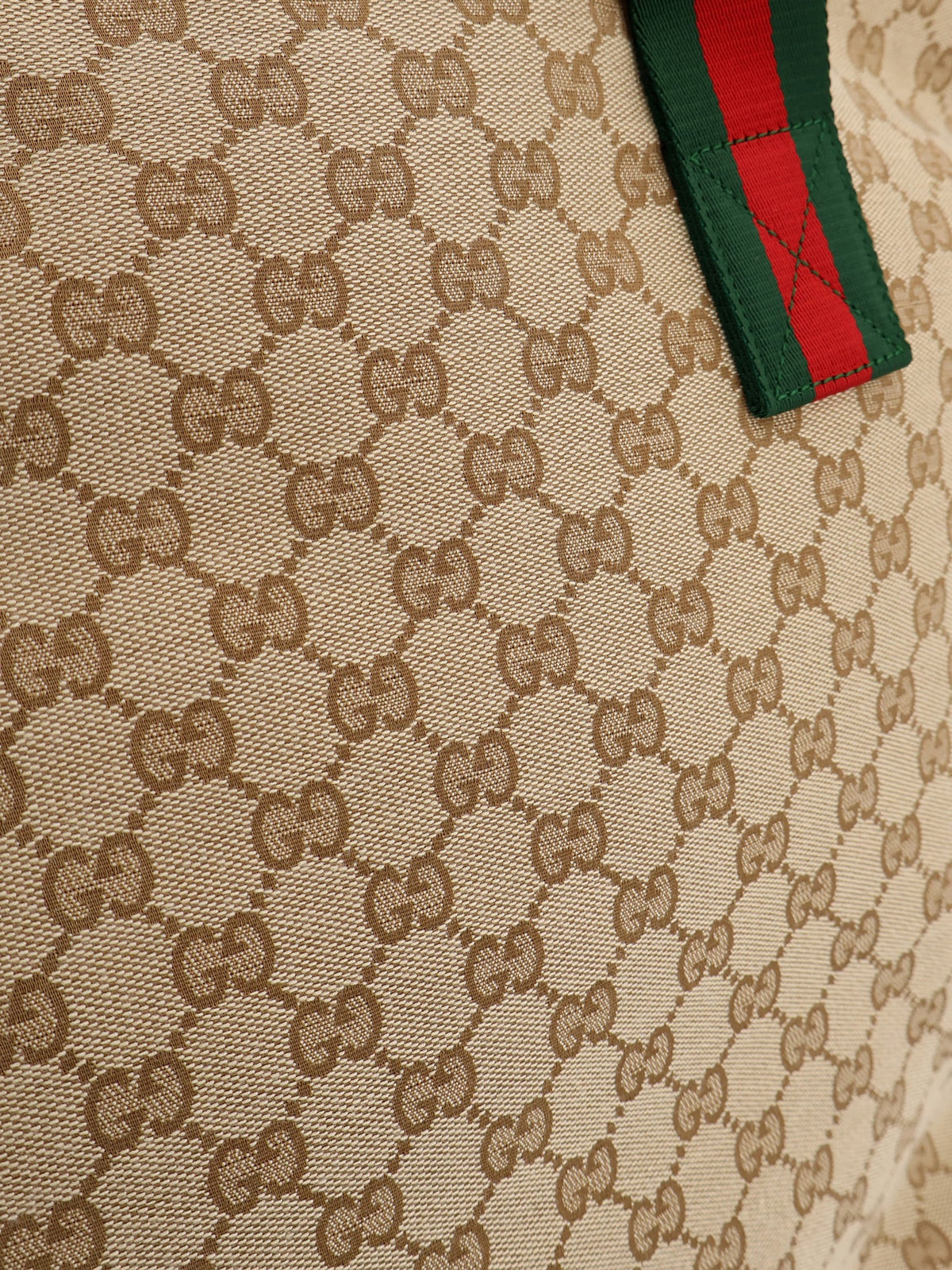 Gucci GG fabric shopping bag with Nastro Web handle detail - Vintsanddkbrovrv
