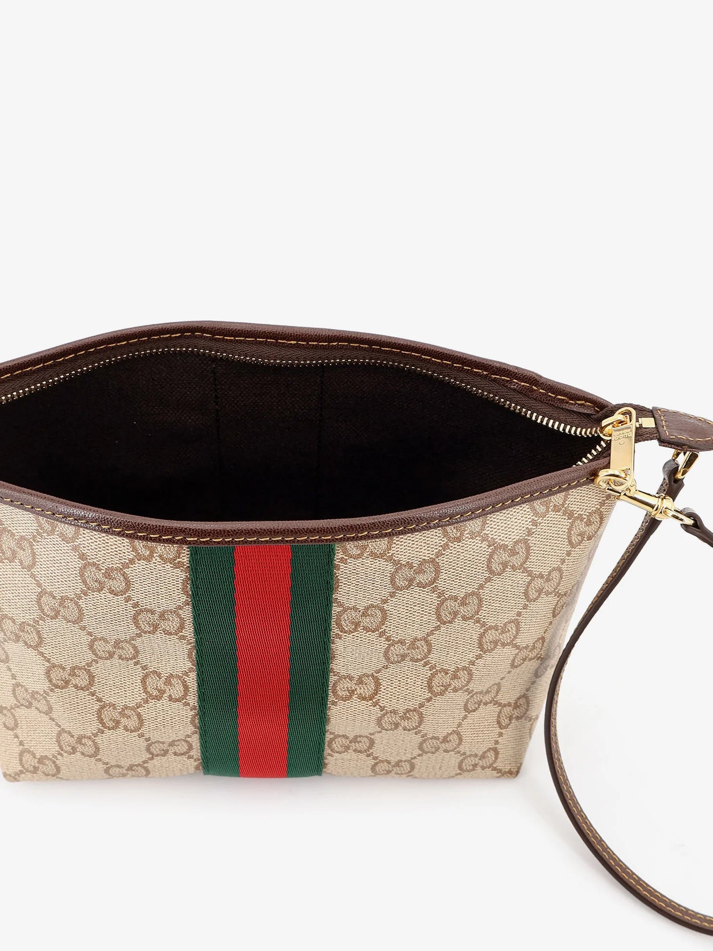 GUCCI - GG fabric clutch with Nastro Web on the front