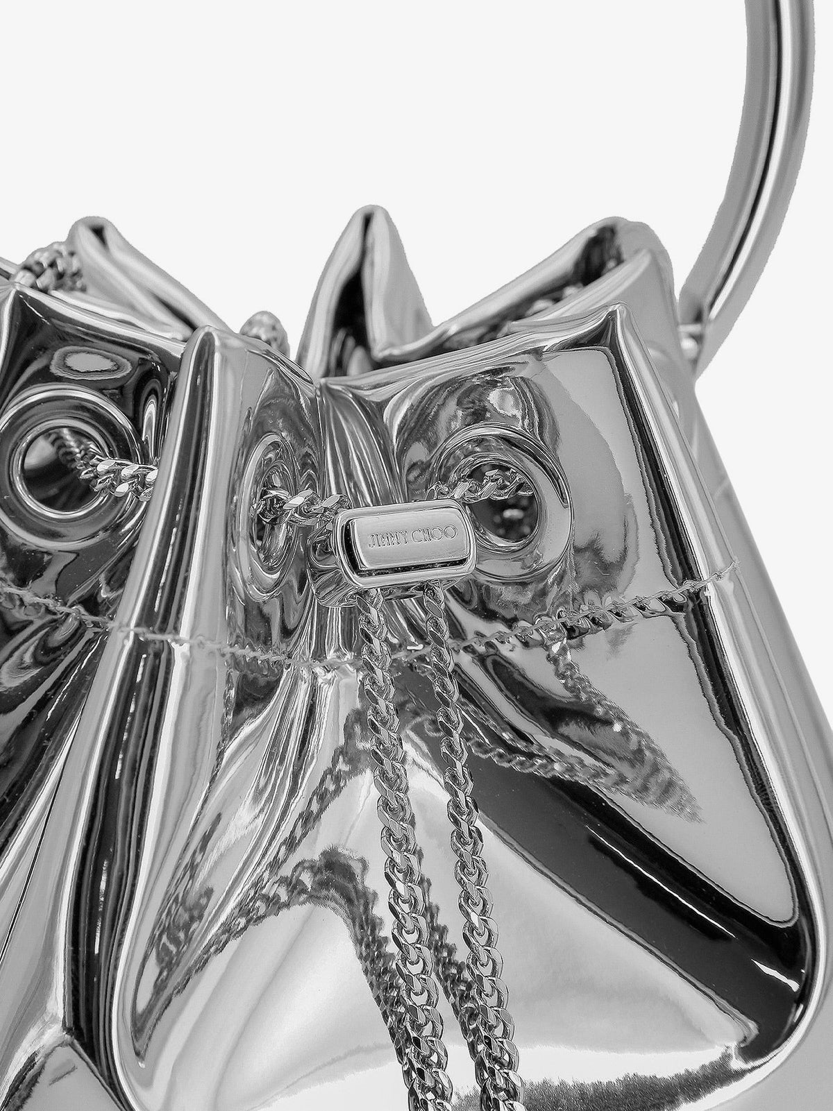 Jimmy Choo Bonbon bucket bag in mirrored fabric - Silver