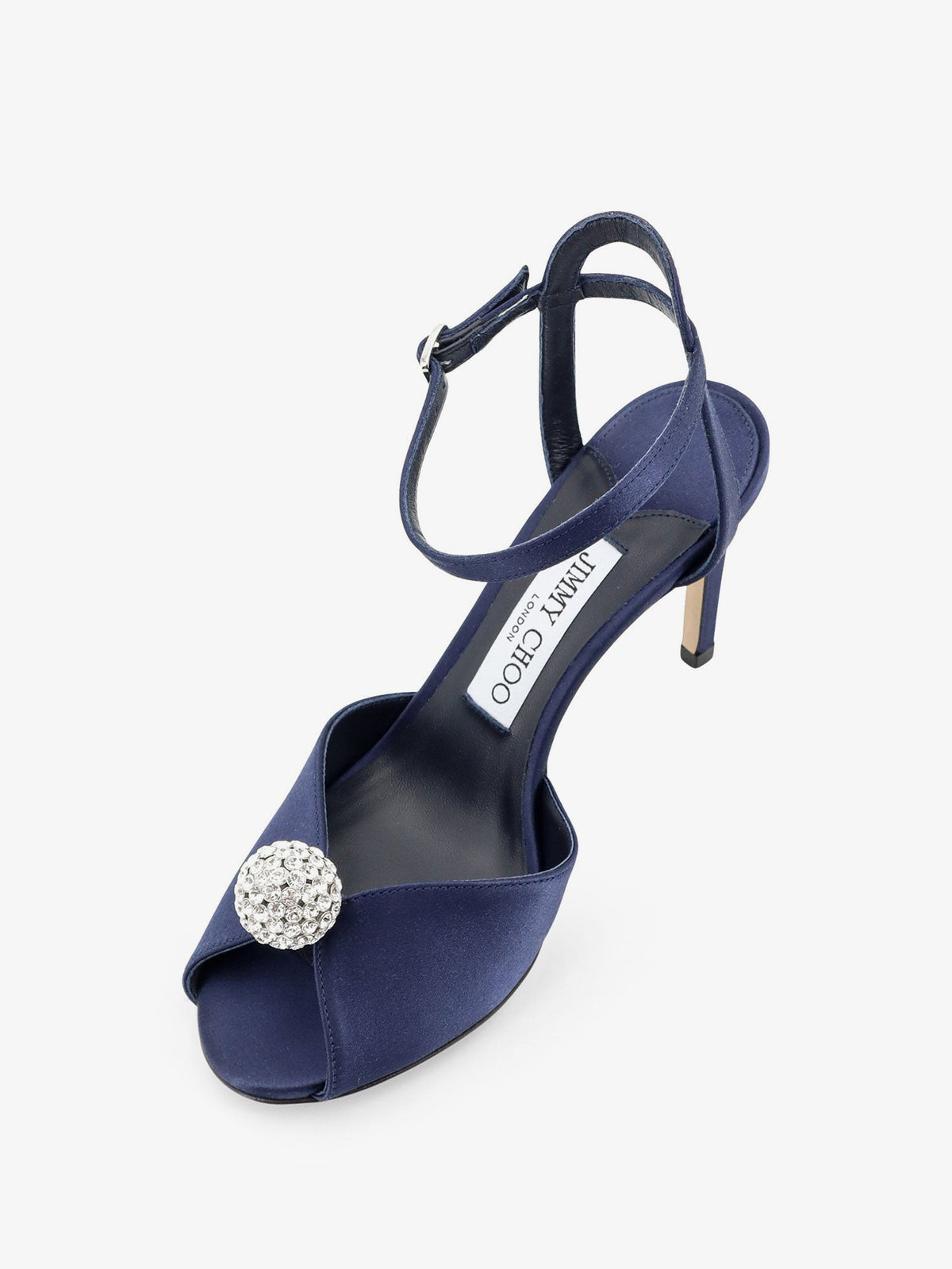 Jimmy Choo Sacora satin sandals with crystal detail - Marinecrystal