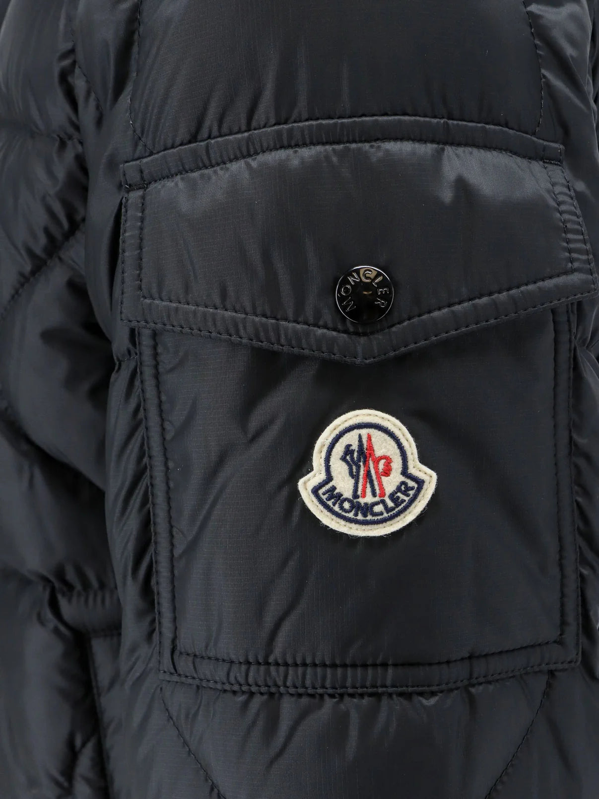 MONCLER - Asurel short down jacket with geometric stitching