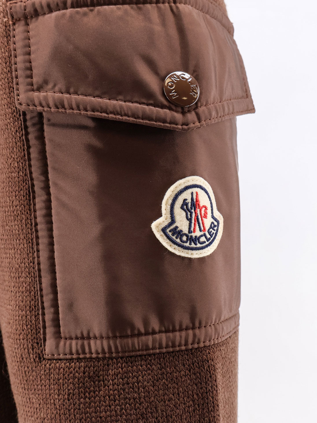 Moncler Virgin wool cardigan with Logo patch - Marrone