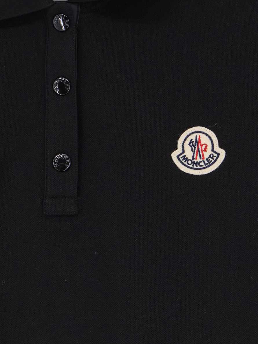 Moncler Cotton polo shirt with logo patch - Nero
