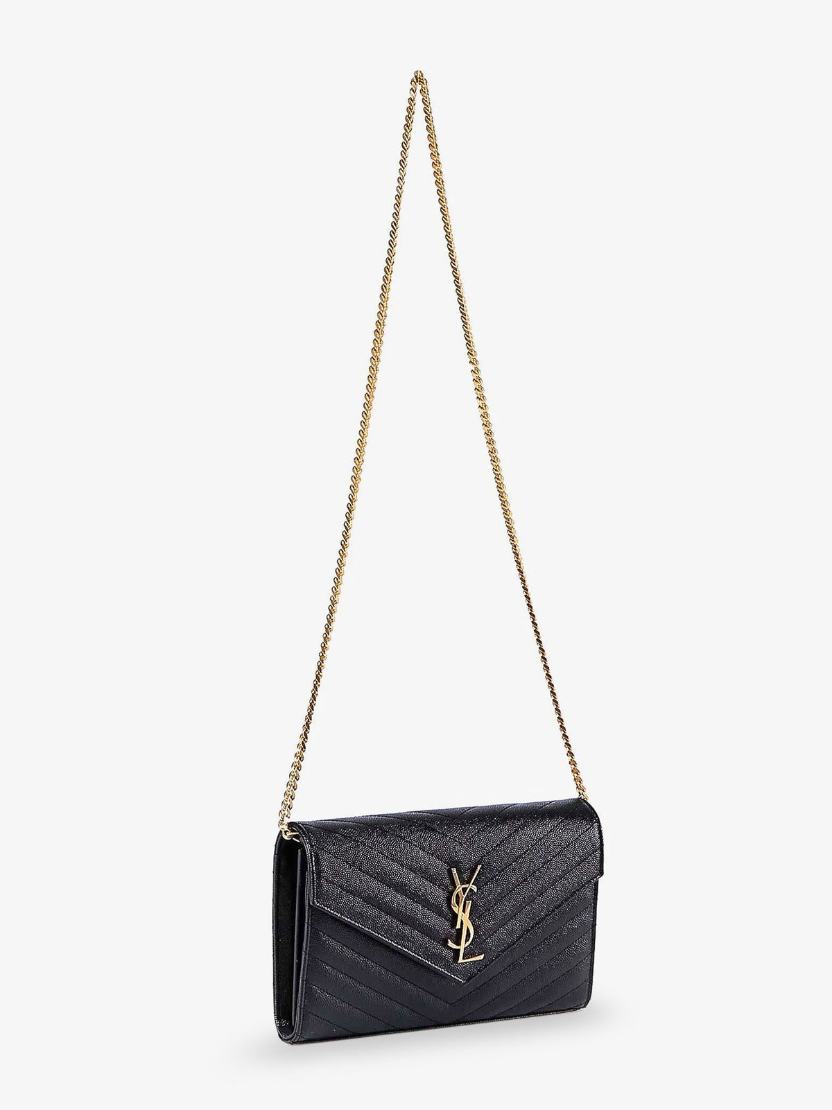 Saint Laurent Pochette Cassandre grain-de-poudre leather crossbody bag - Nero