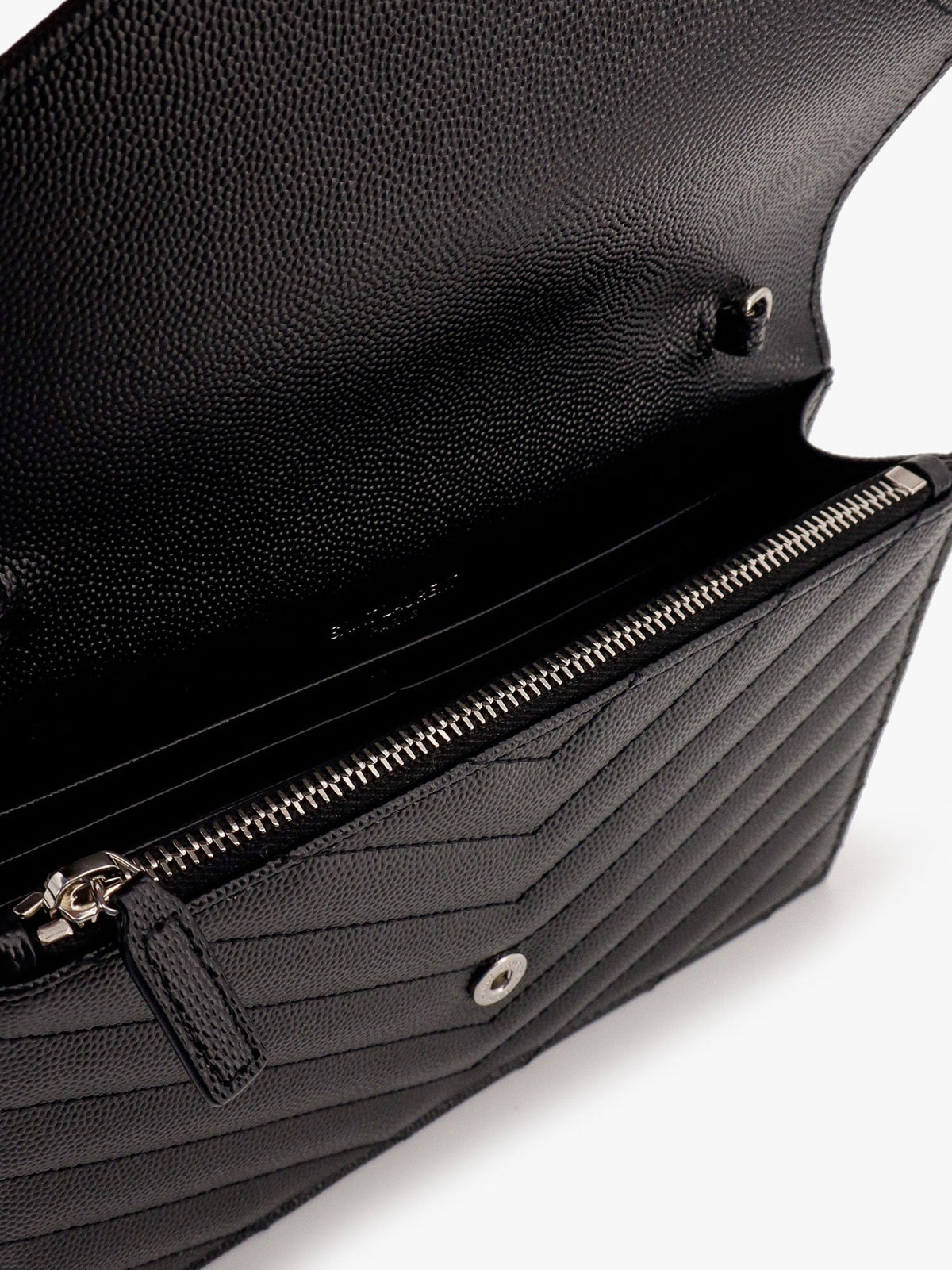 Saint Laurent Cassandre Pochette grain-de-poudre leather crossbody bag - Nero