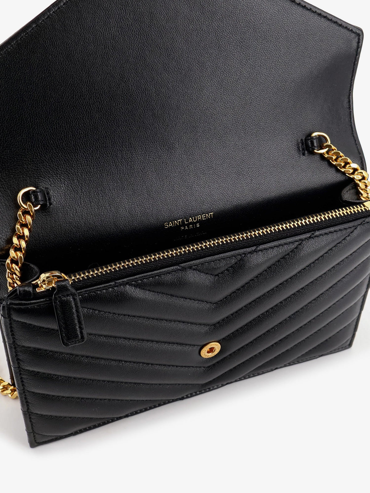 Saint Laurent Leather crossbody bag with metal Cassandre logo - Nero