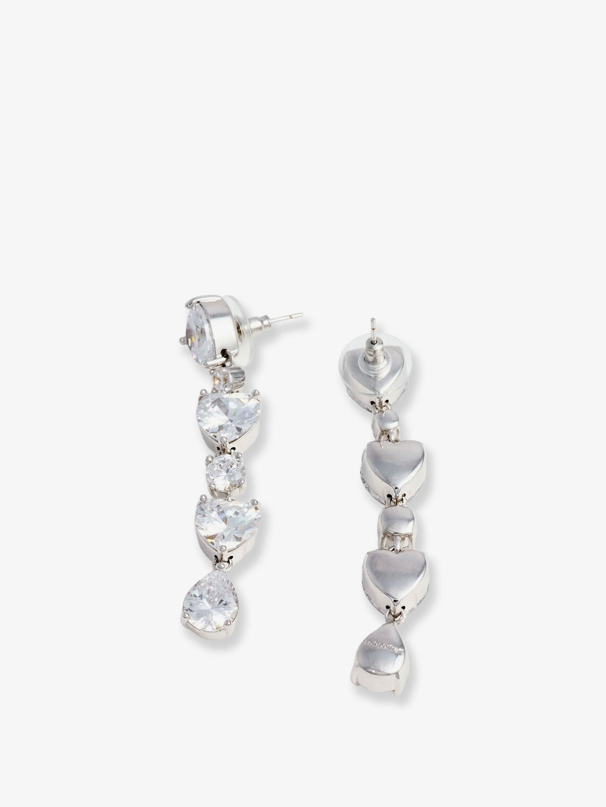 Self Portrait Crystal Heart Tiered Earrings - Silver