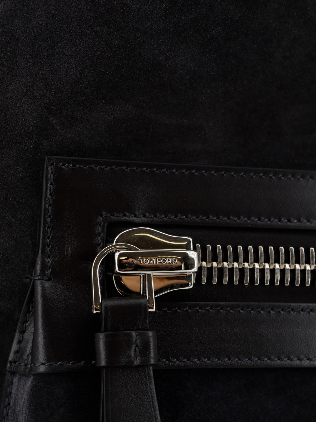 Tom Ford Suede backpack with maxi zip on the front - Charcoal Grey