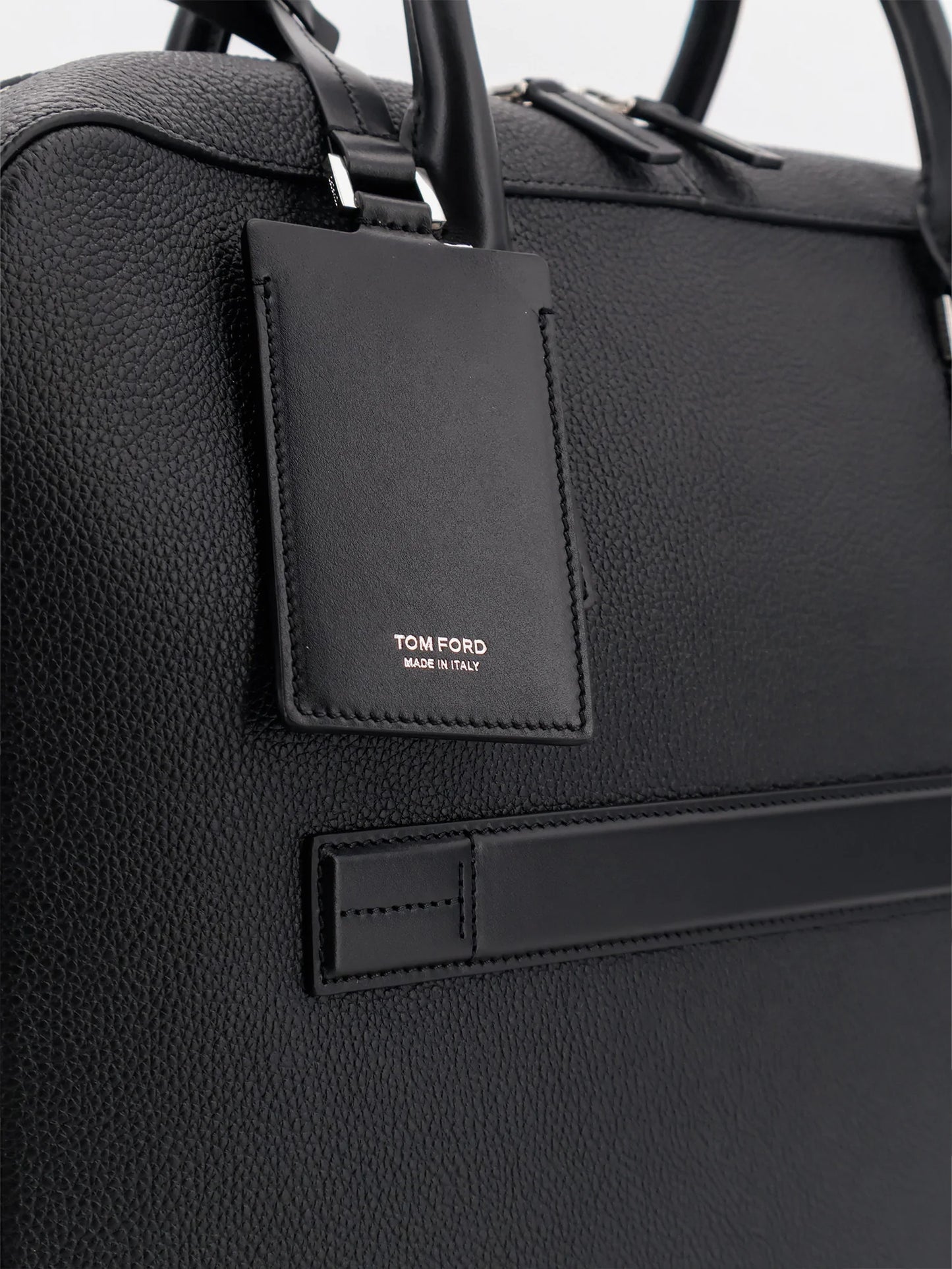 TOM FORD - Leather work bag with front lettering logo