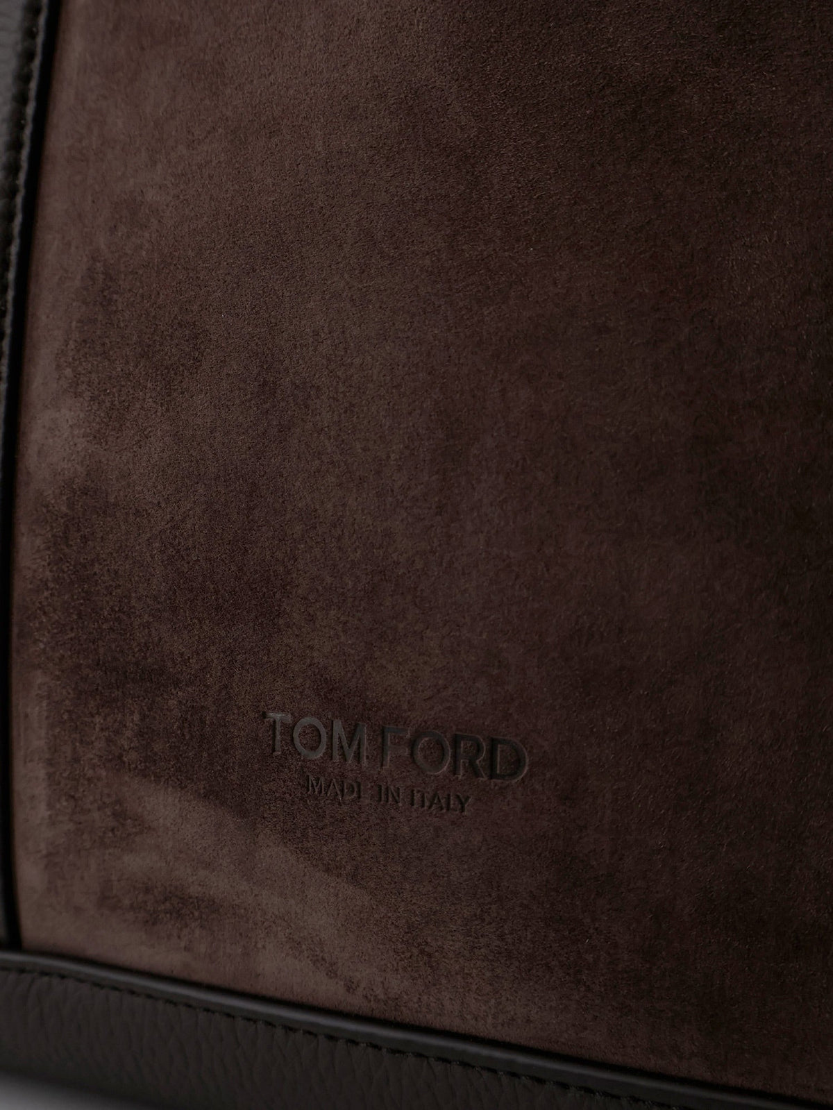 Tom Ford Suede shopping bag with logo engraved on the bottom - Brown
