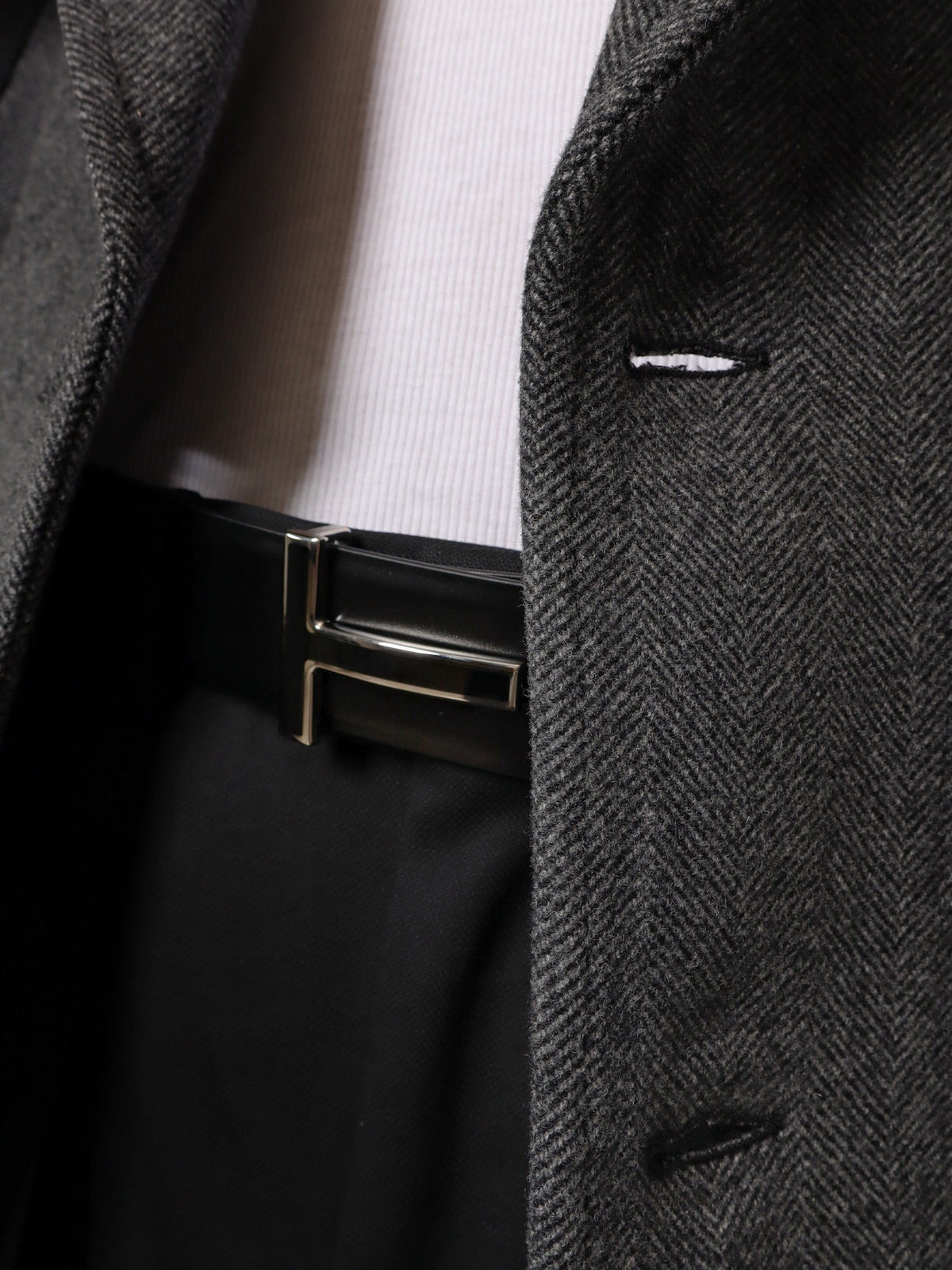 Tom Ford Leather belt with enameled logo - Black