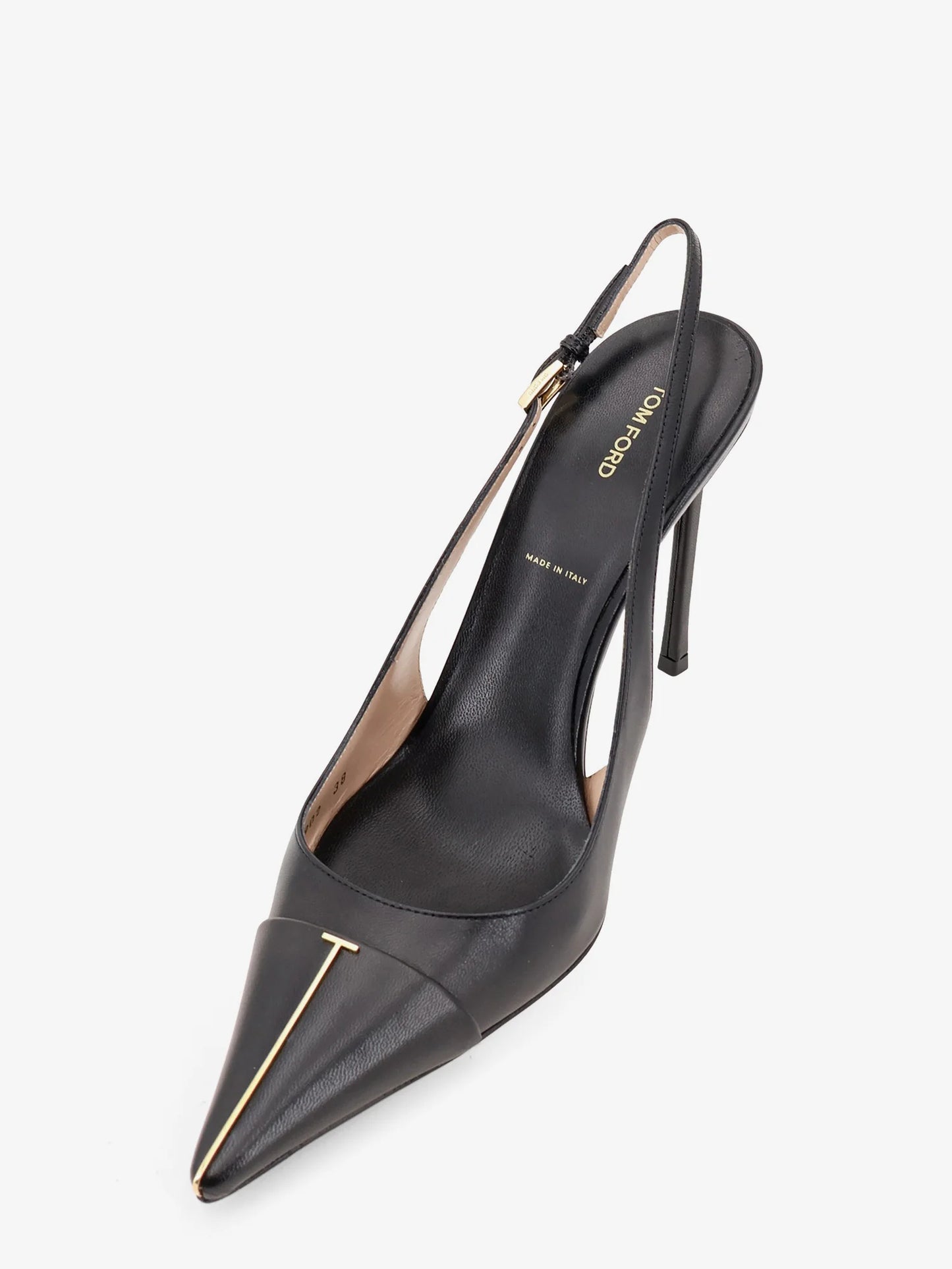 TOM FORD - Leather pumps with metal T Logo detail