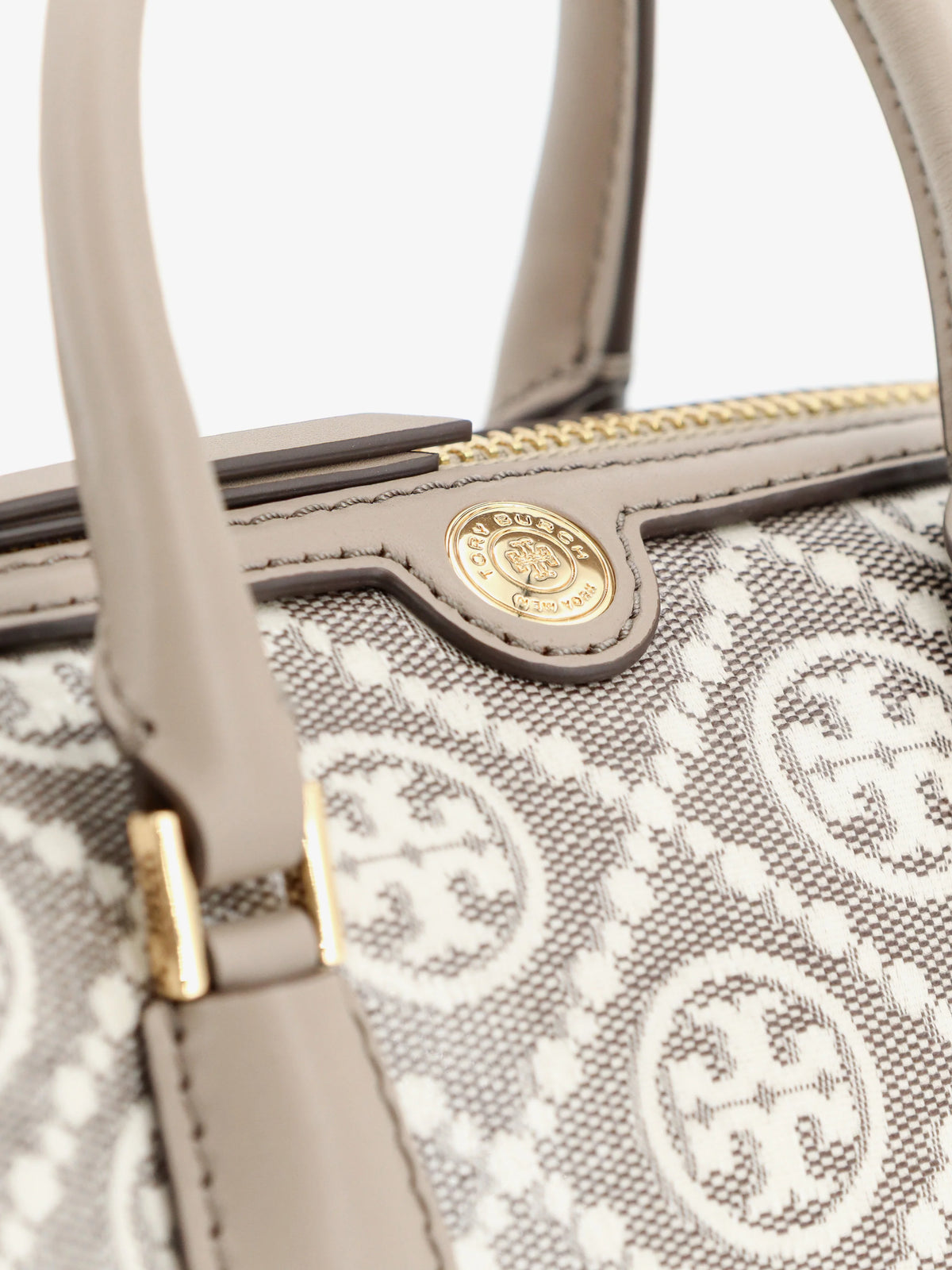 TORY BURCH - Barrel Bag T Monogram coated canvas handbag