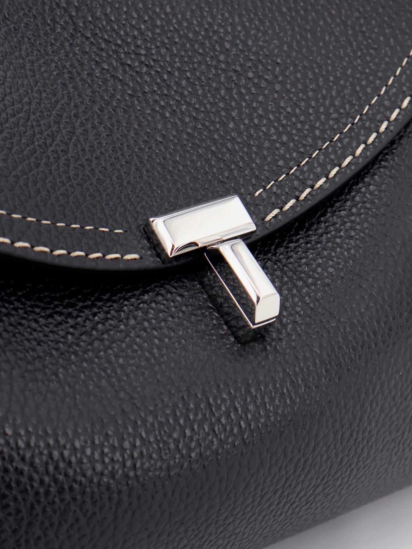Toteme T Lock Hammered Leather Shoulder Bag