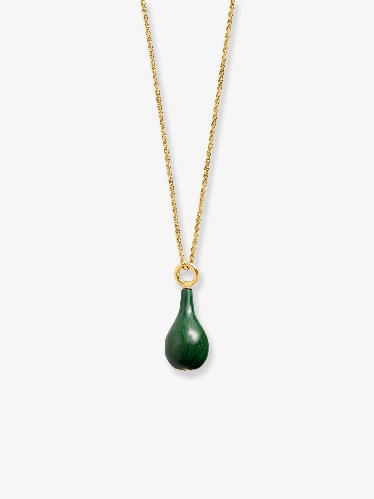 Toteme Medium jade drop necklace - Dark Green/Gold
