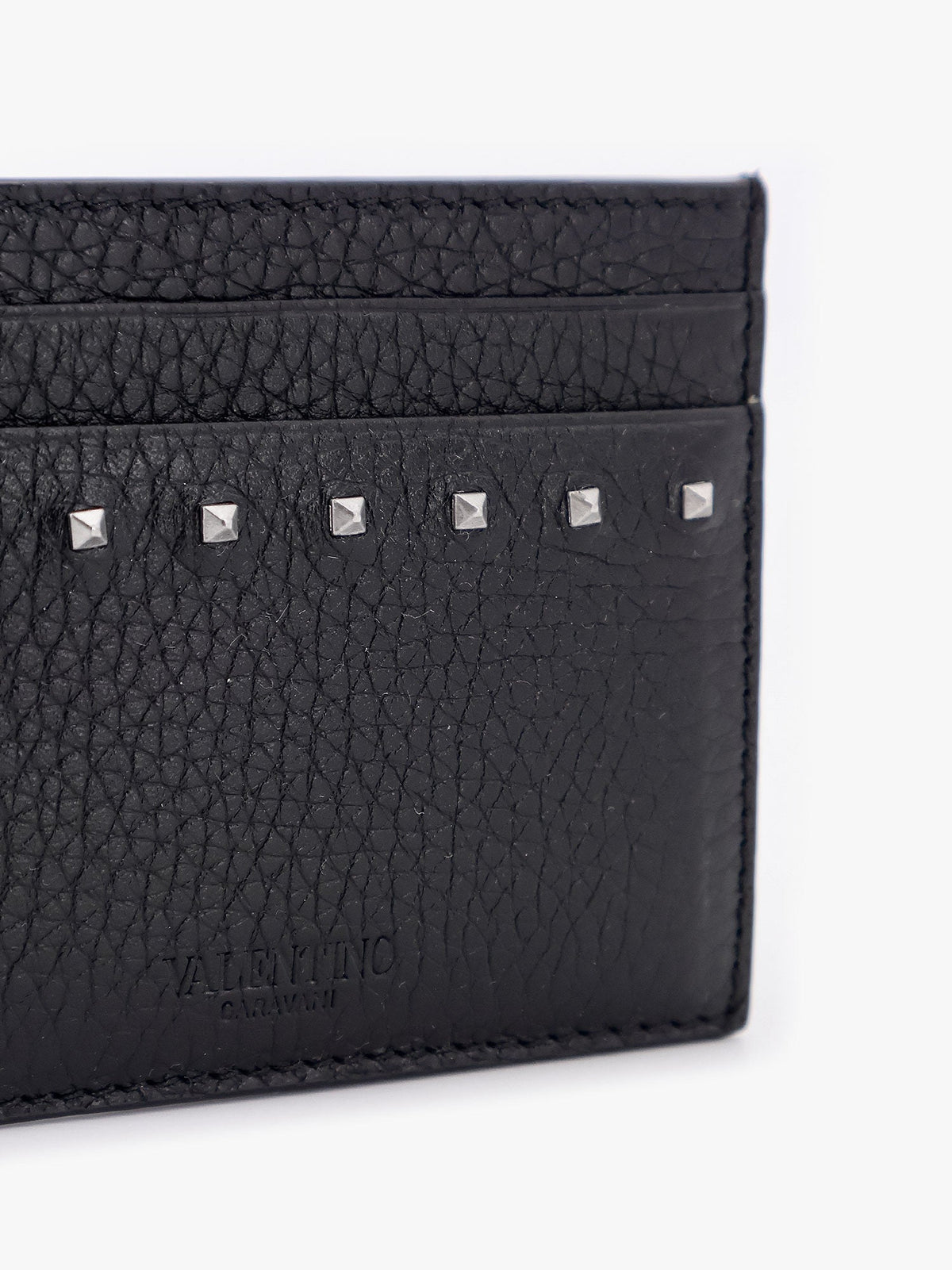 Valentino Garavani Leather card holder with stud detail - Nero