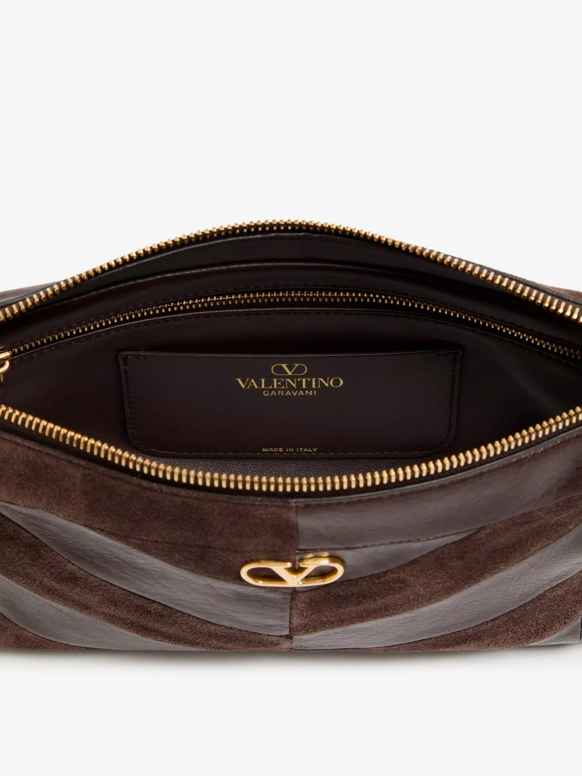 Valentino Garavani Panthea suede and leather crossbody bag - Ebonybrow