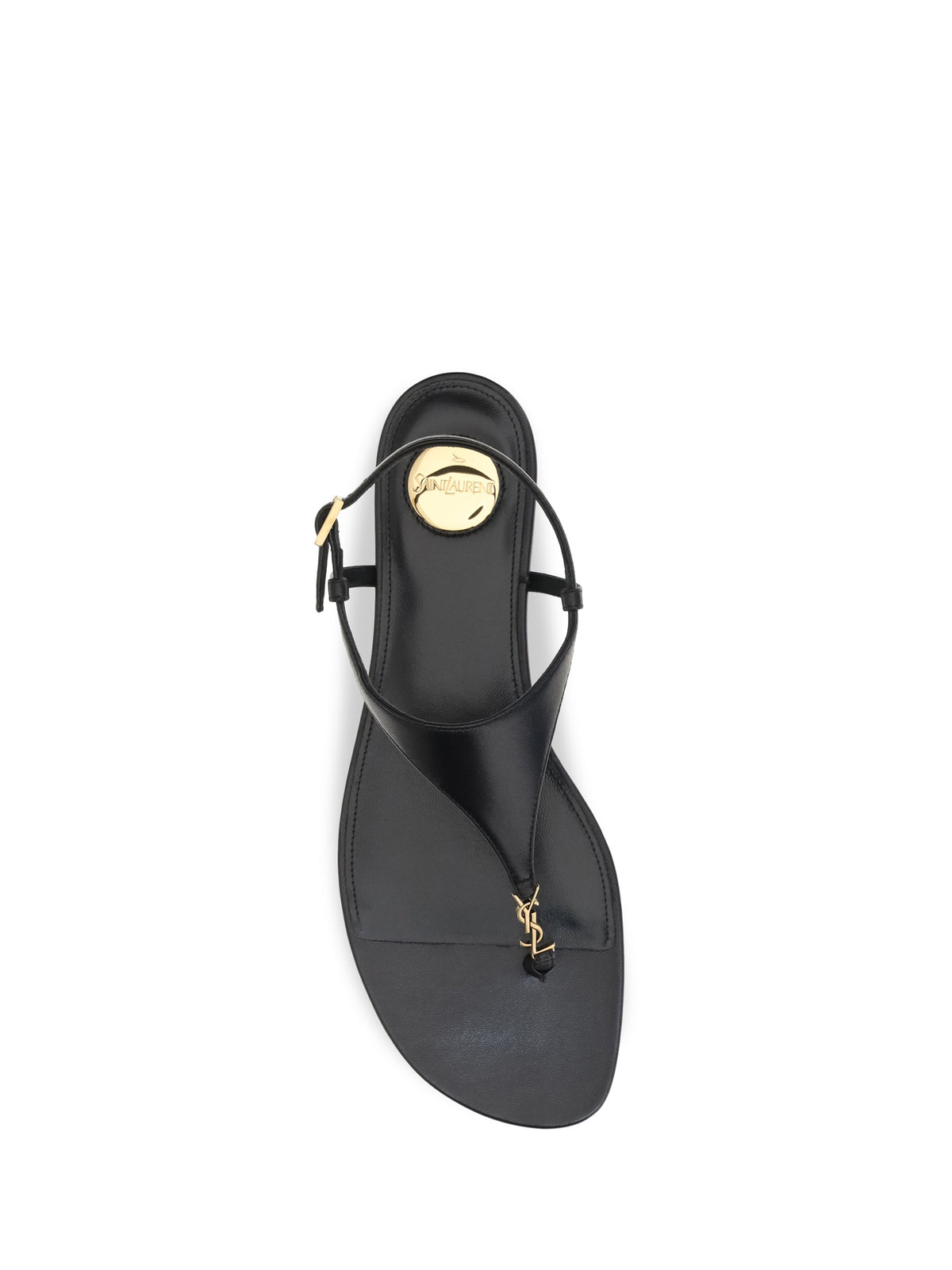Saint Laurent Cassandre leather Sandals - Black