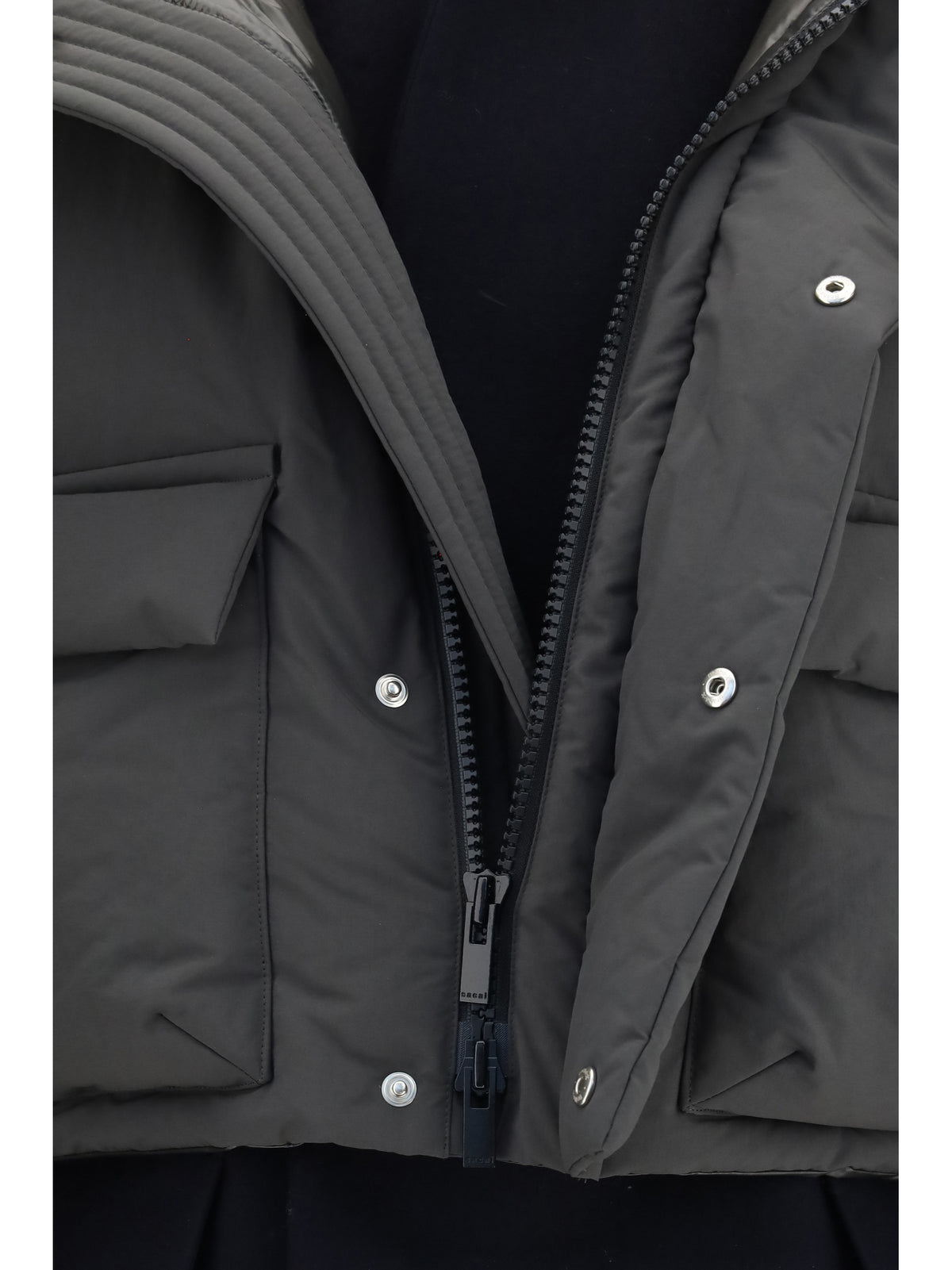 Sacai Double padded Jacket with zip closure - Khaki×Navy