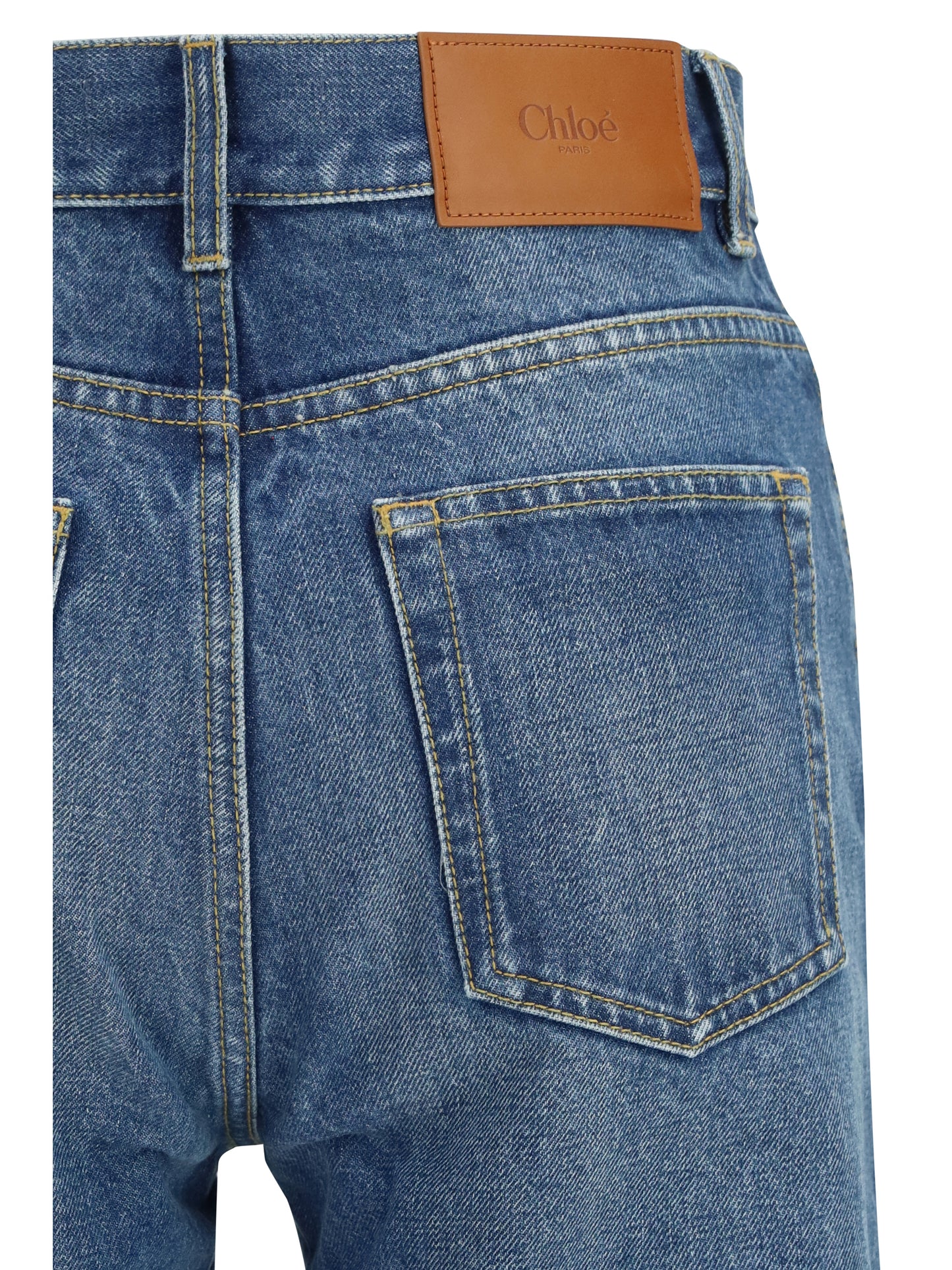 Chloé Jeans flared in organic cotton denim - Faded Indigo