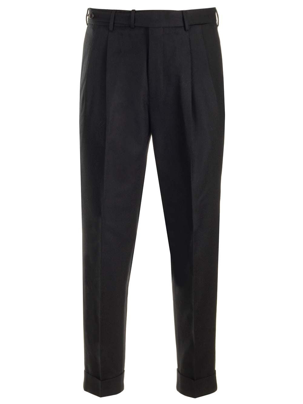 Pt Torino Wool And Cashmere Flannel Trousers - Black