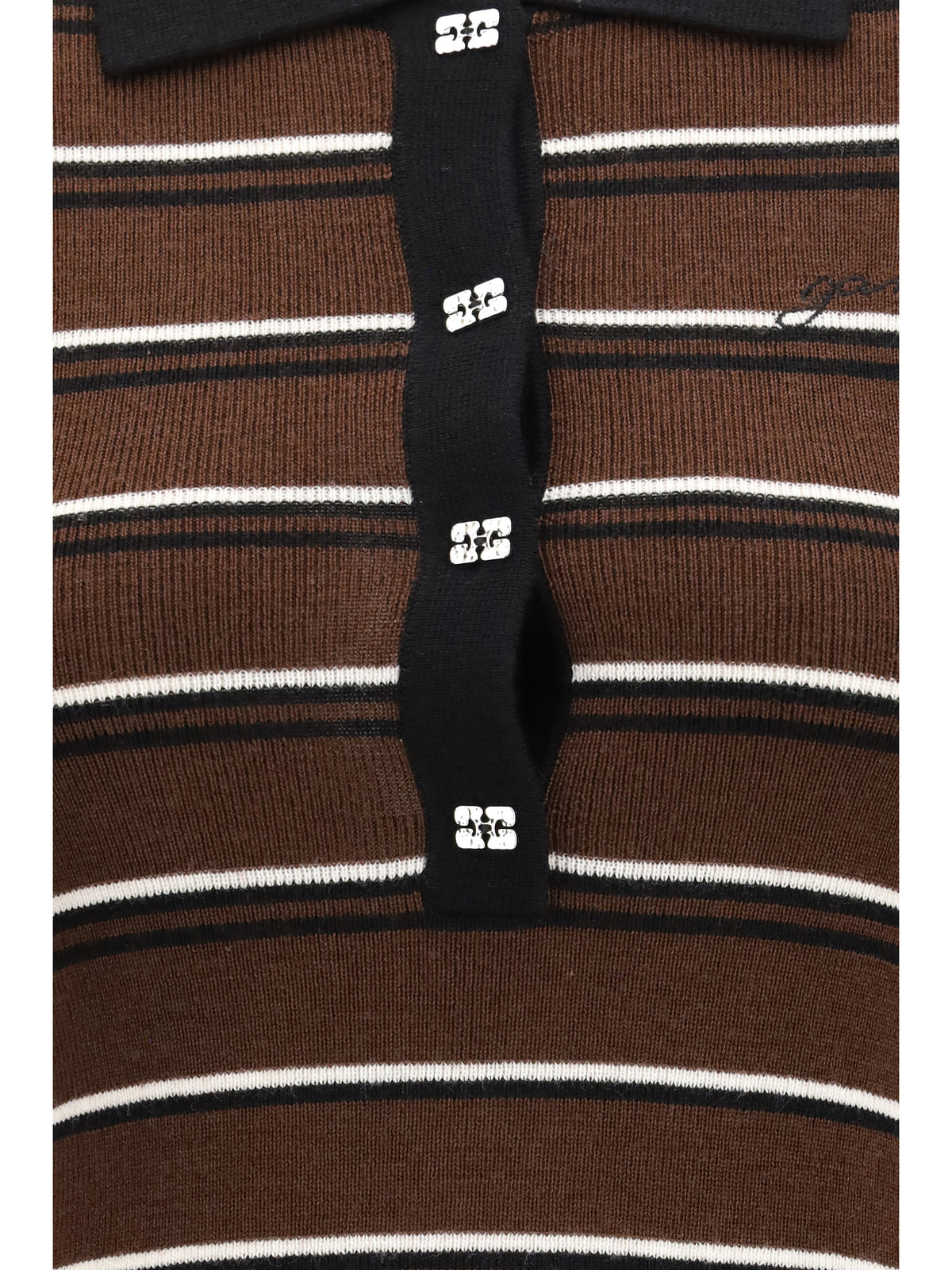 Ganni Striped wool polo Dress - Multicolour
