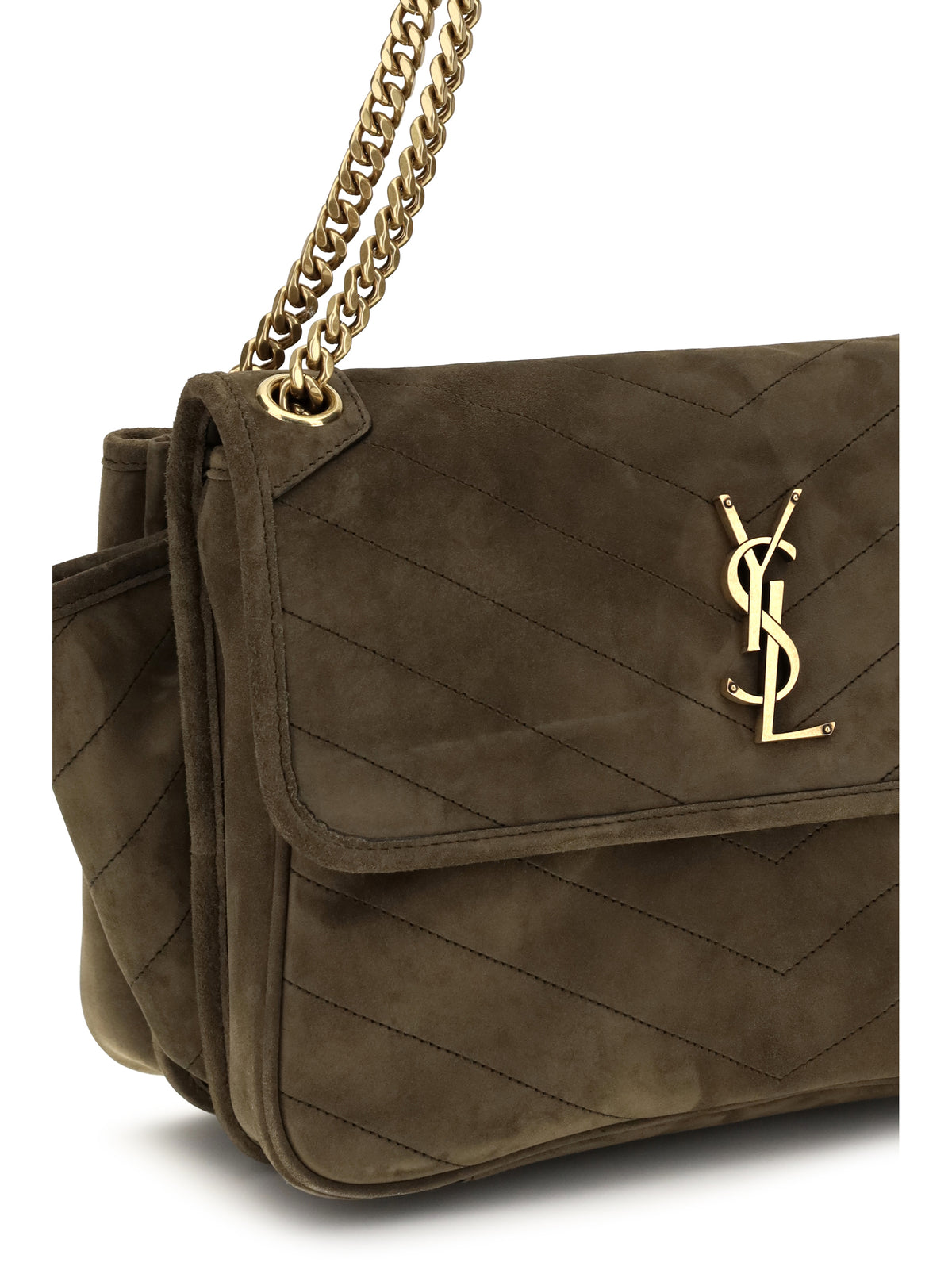 Saint Laurent Niki Tripouch suede Shoulder Bag - Light Musk