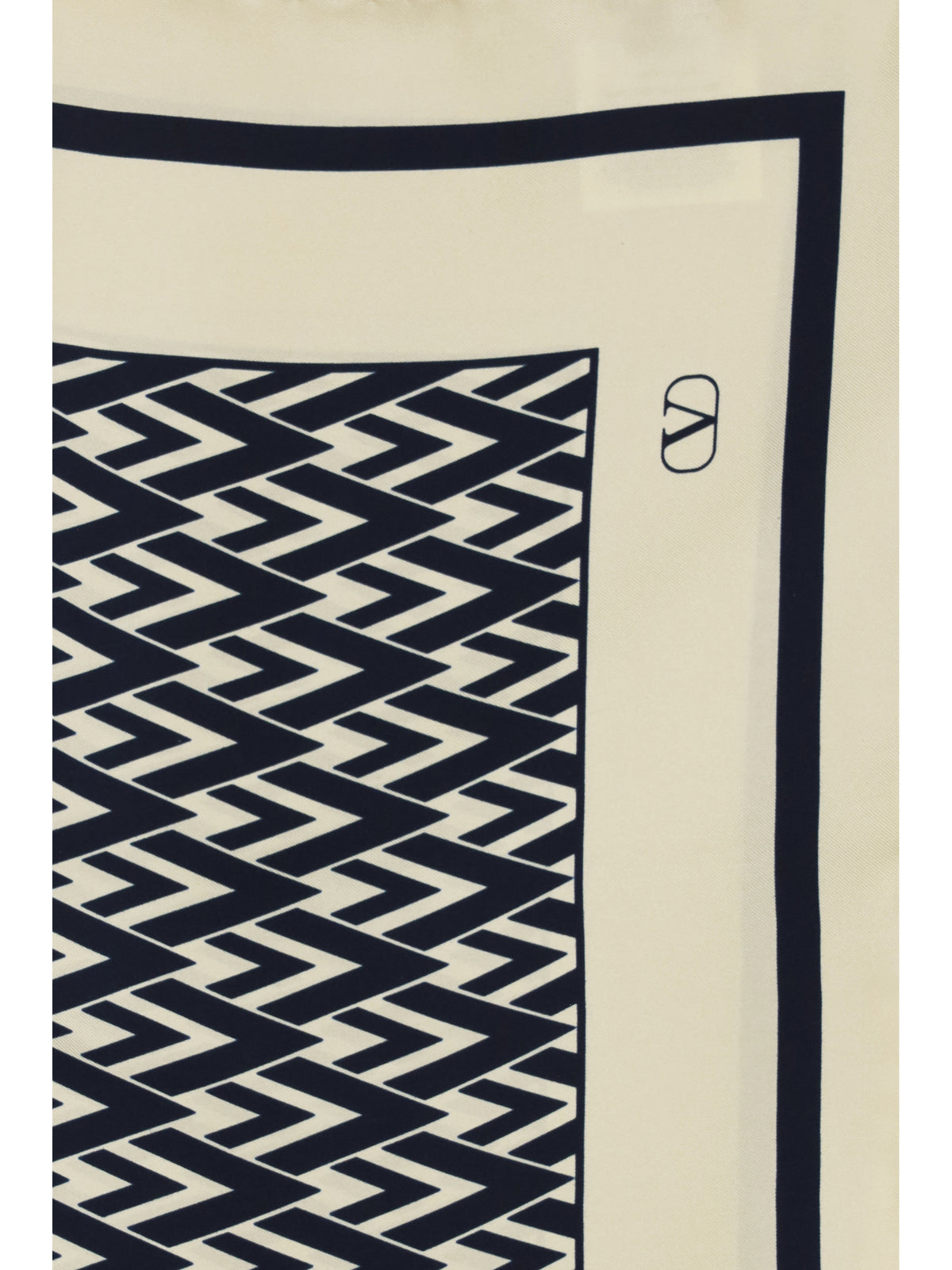Valentino Garavani Toute La V silk Scarf - Ivory/Blue Navy