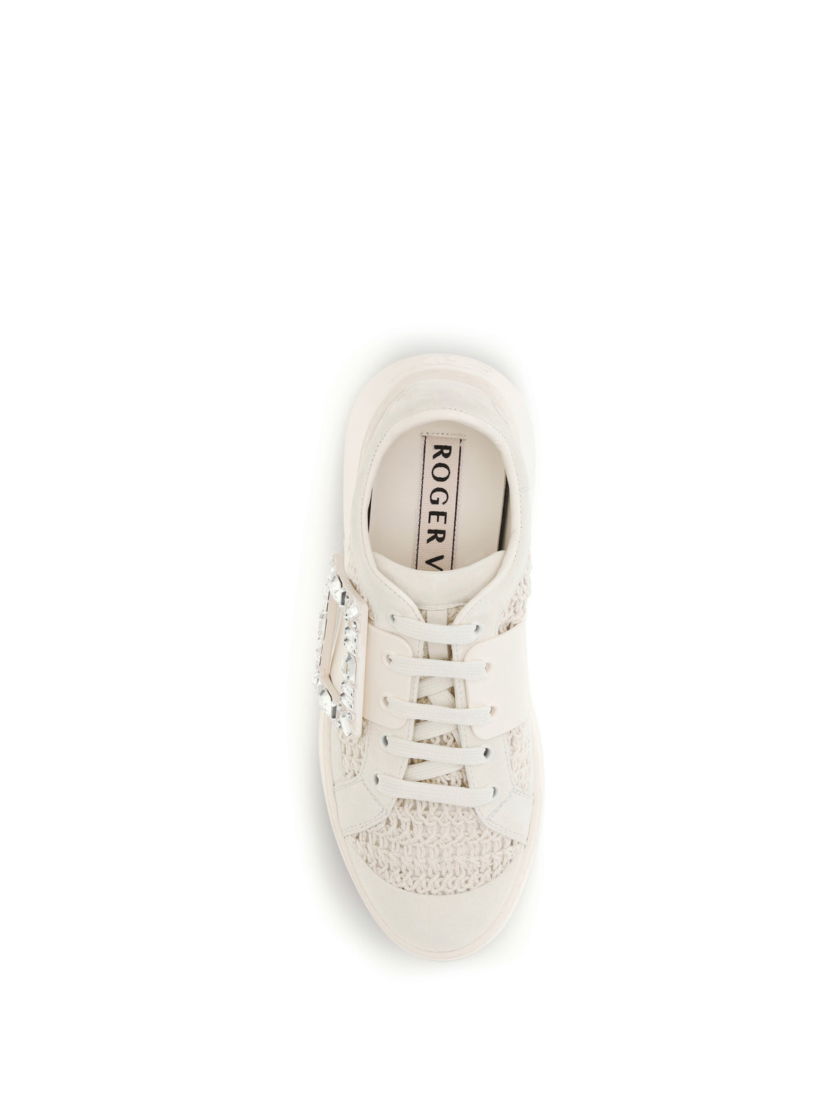 Roger Vivier Viv' Skate leather Sneakers with embroderies details - White Marmo