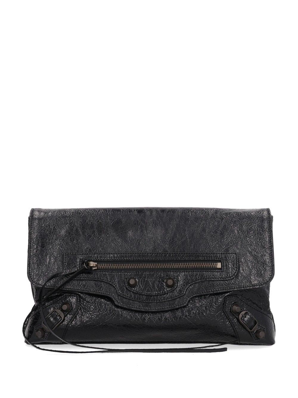 Balenciaga "Le City" Arena Leather Clutch - Black