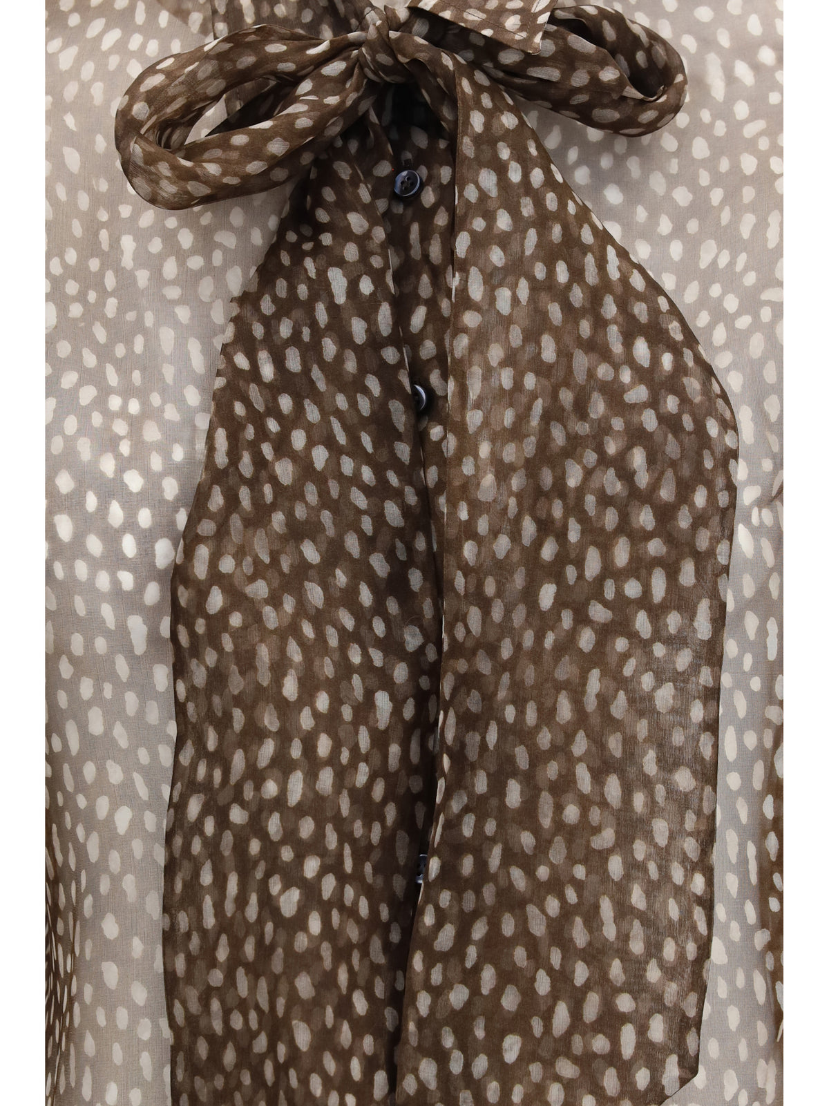 Brunello Cucinelli Dapple silk organza Shirt with neck tie - Cioccolato