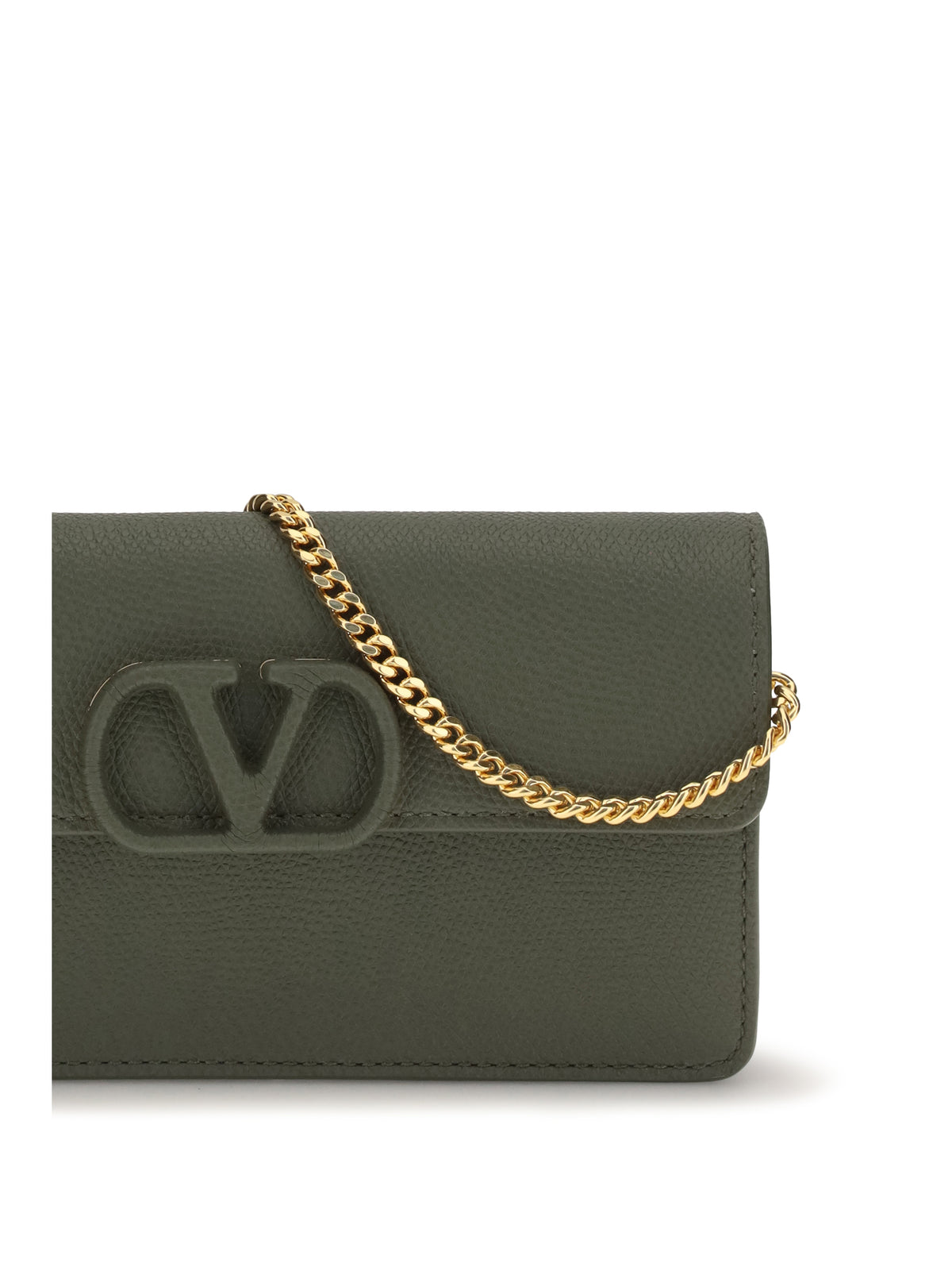 Valentino Garavani VLogo signature grainy calfskin chain Wallet - Oasis