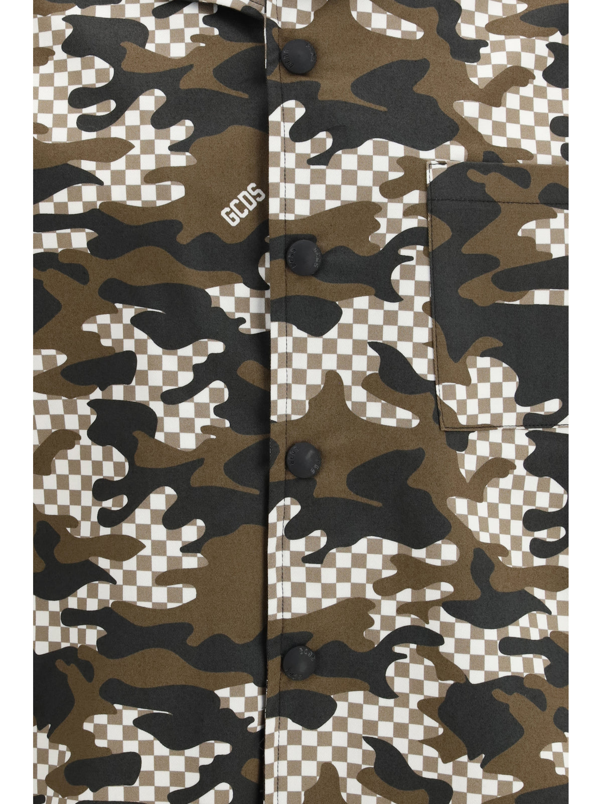 GCDS Checked Camo Shirt - Dark Brown/Black