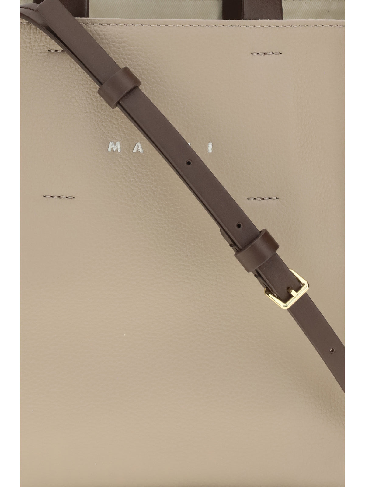 Marni Museo mini Handbag - Moon Stone/Dark Burgundy/Coffee