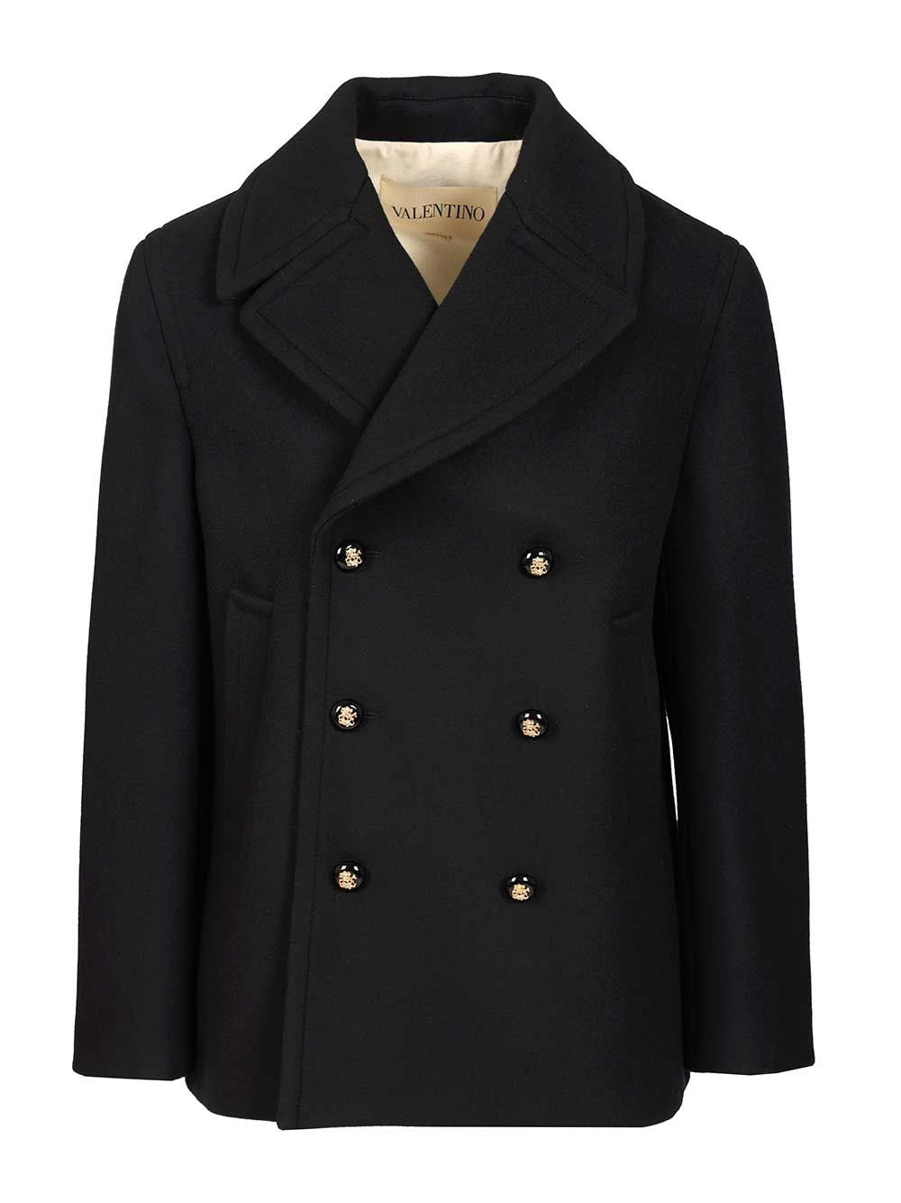 Valentino Garavani Wool Pea Coat - Blue